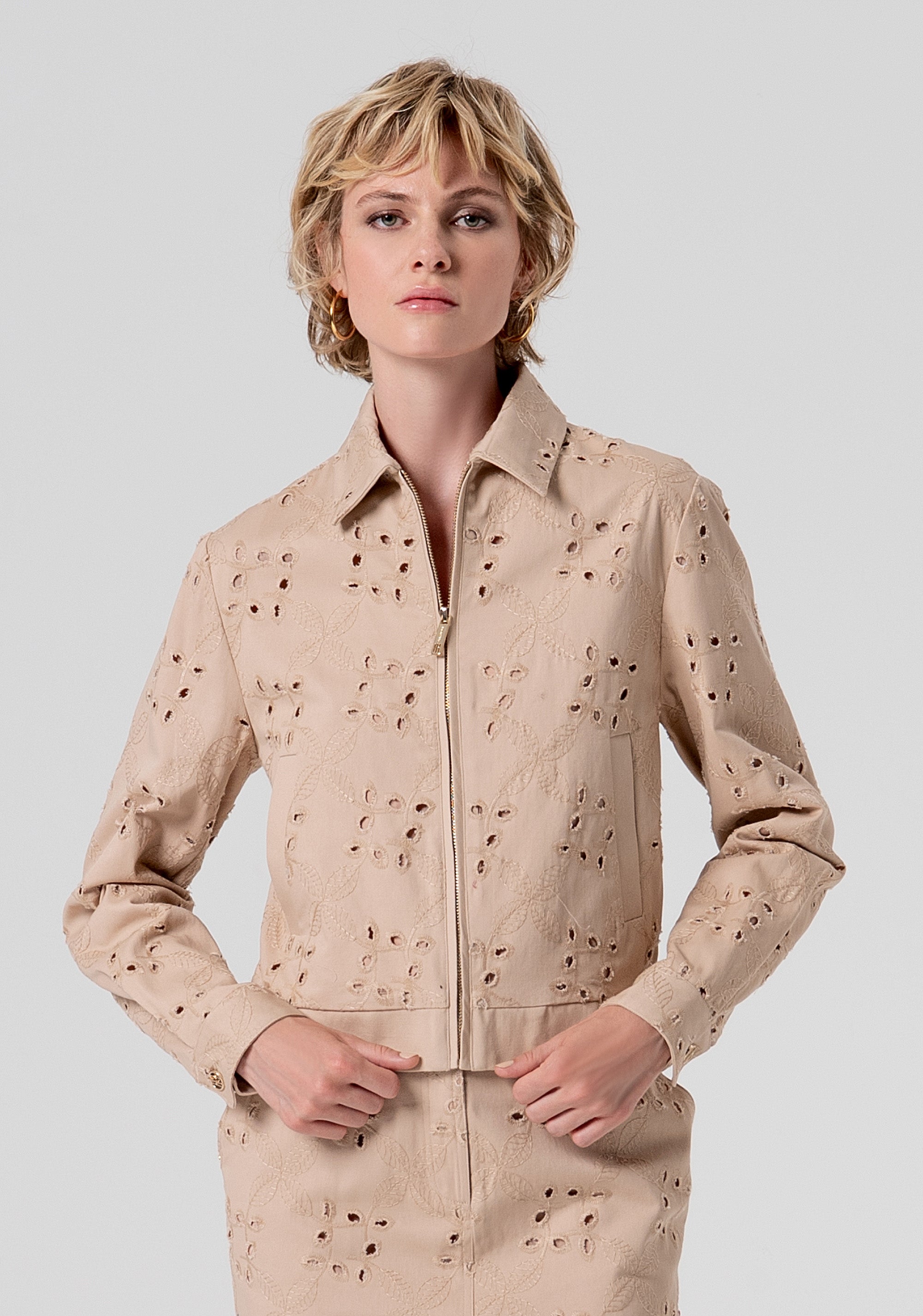 Bomber jacket regular fit made in San Gallo lace Fracomina FS26SJ2002W825V8-050-1