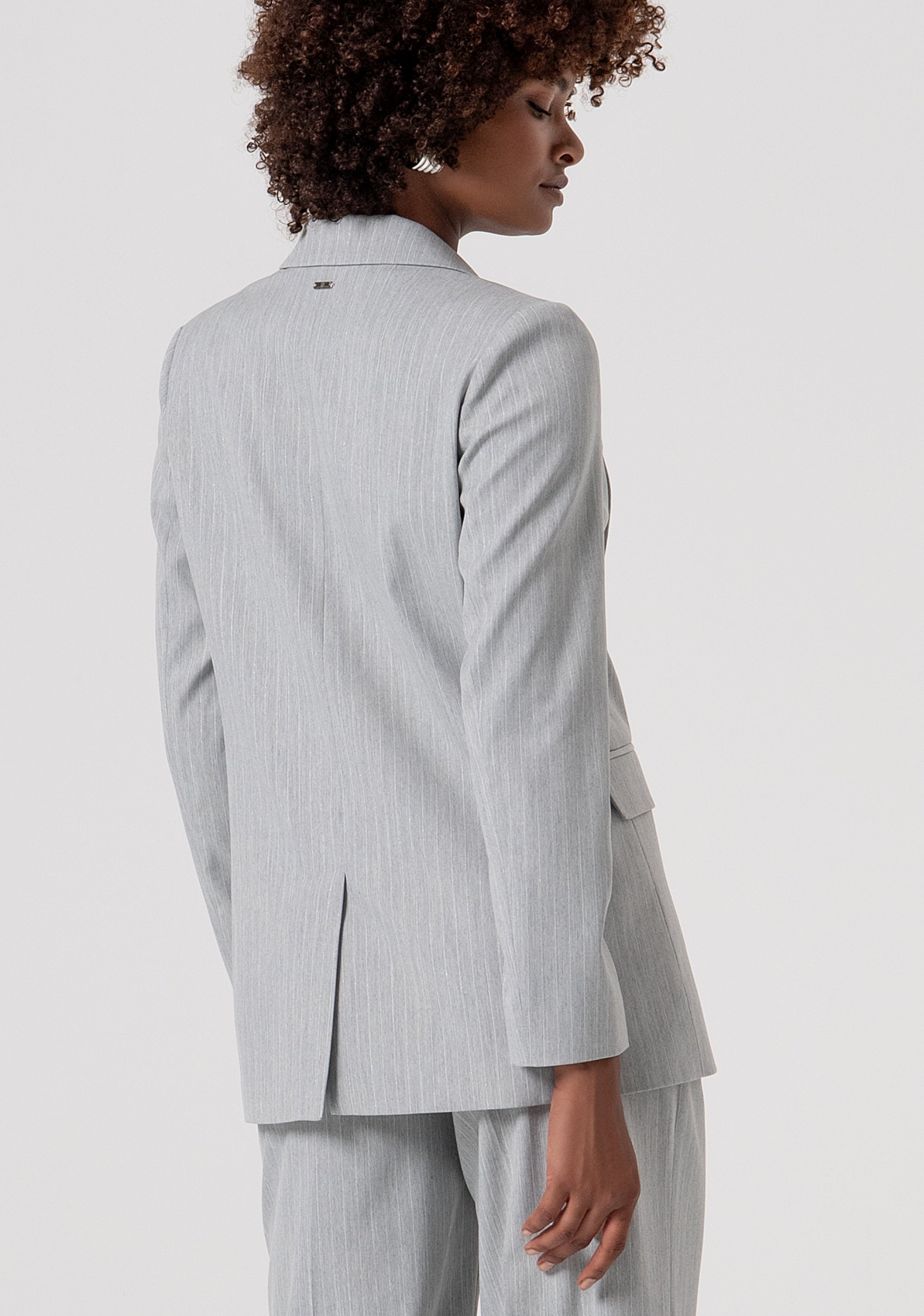 Pinstriped long blazer jacket regular fit single breasted Fracomina FS26SJ3002W587Q7-156-3