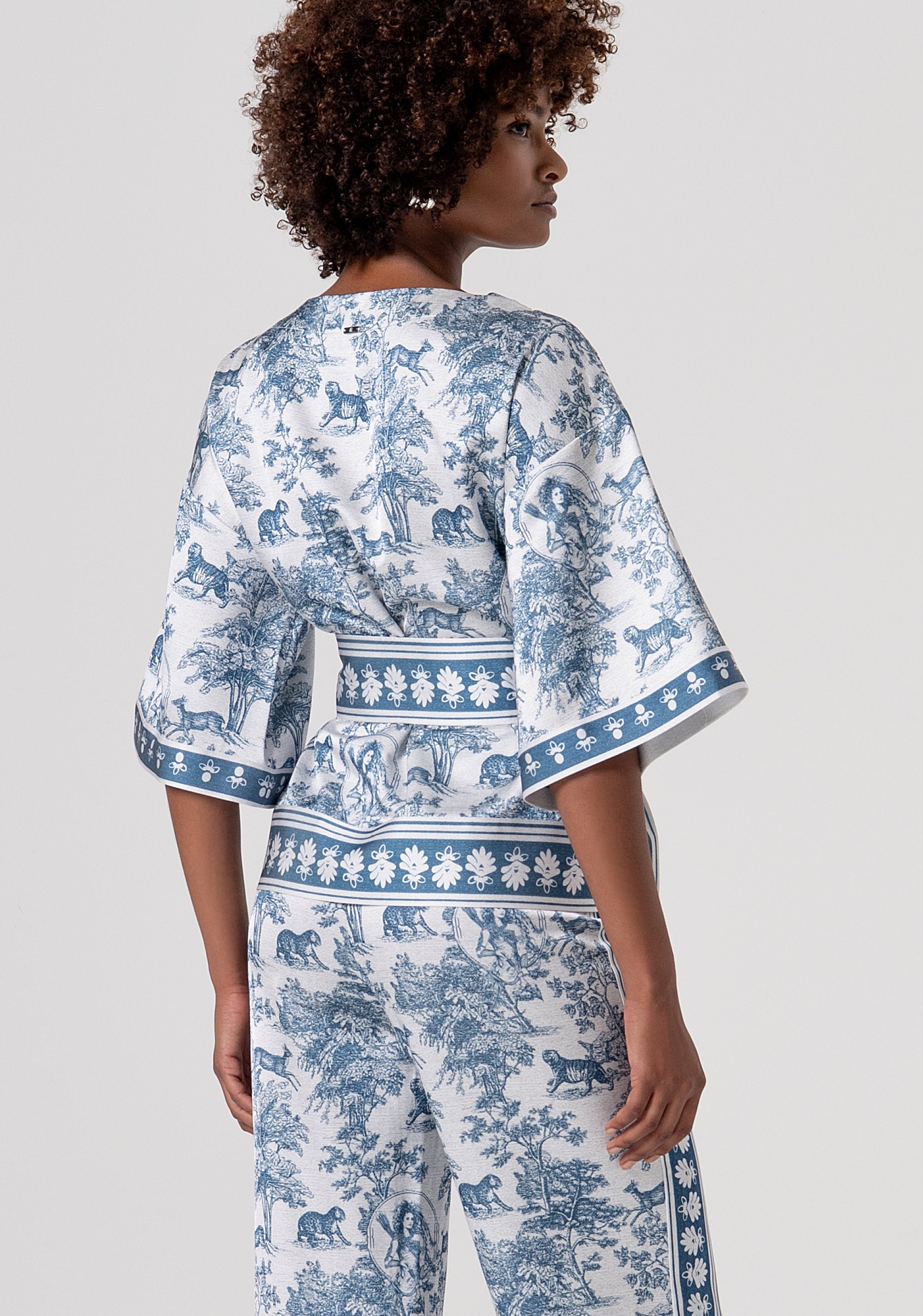 Kimono style jacket regular fit with conceptual pattern Fracomina FS26SJ3008W459K5-083-3