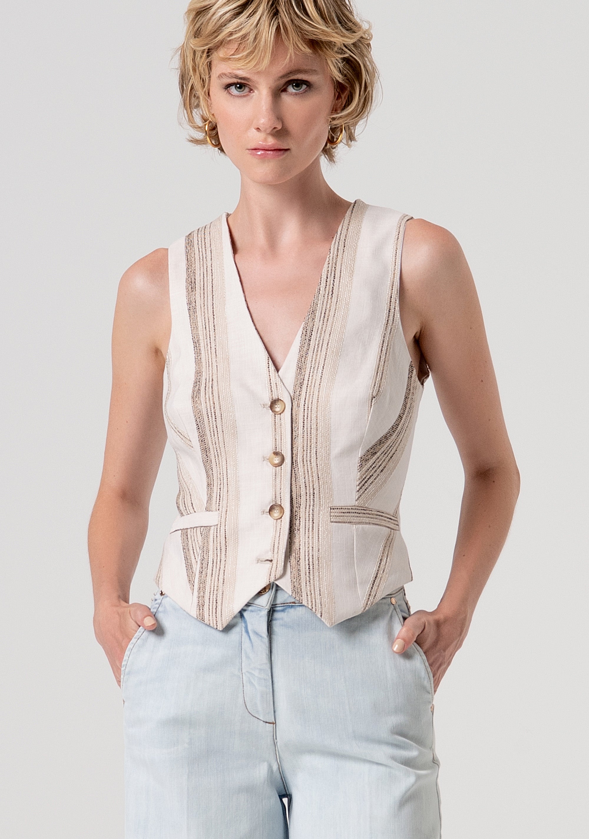 Gilet slim fit made in striped fabric Fracomina FS26SJ5002W840N8-050