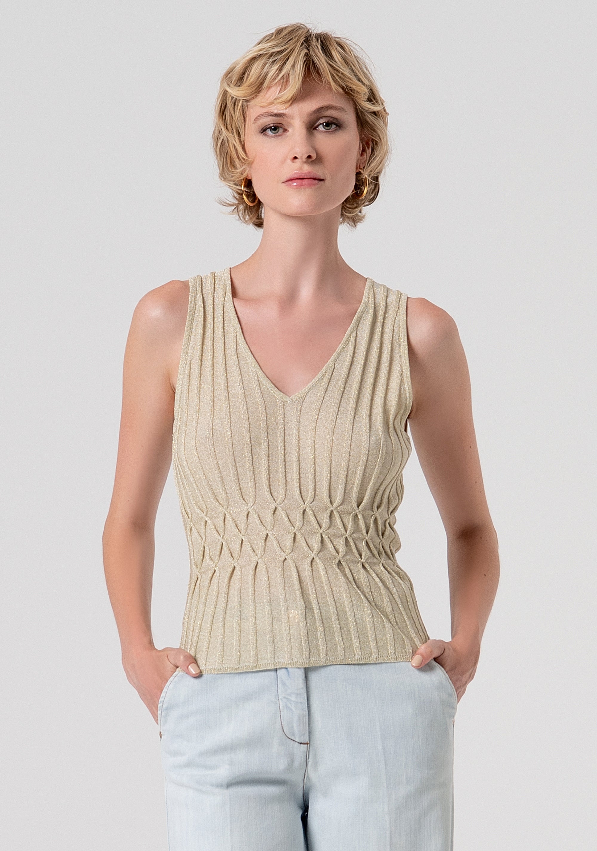 Knitted tank top with lurex Fracomina FS26ST4006K414Q7-150