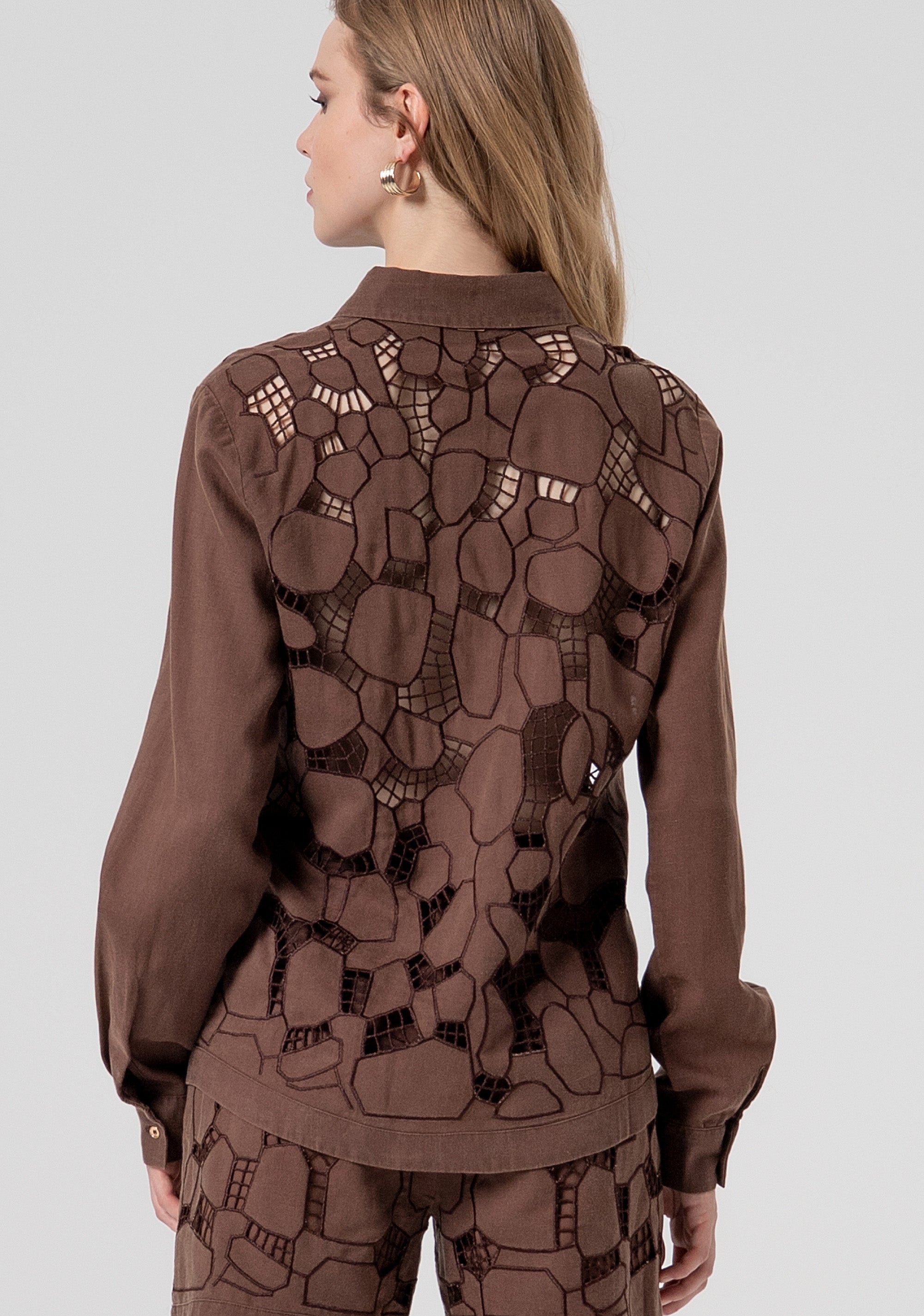 Shirt regular fit with embroideries made in tencel and linen Fracomina FS26ST6001W826E5-091-3