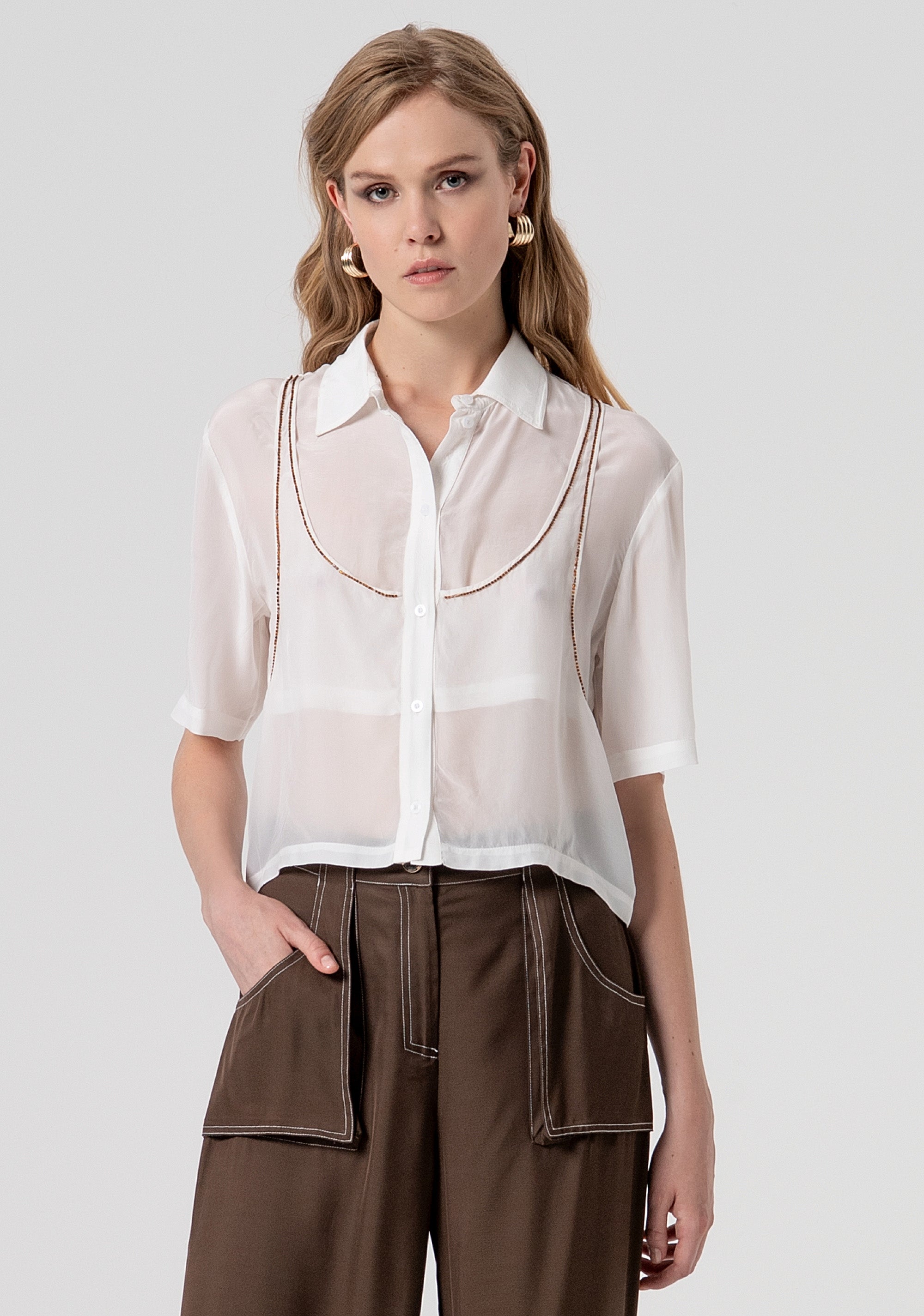 Sleeveless shirt cropped made in viscose Fracomina FS26ST6004W42201-278-1