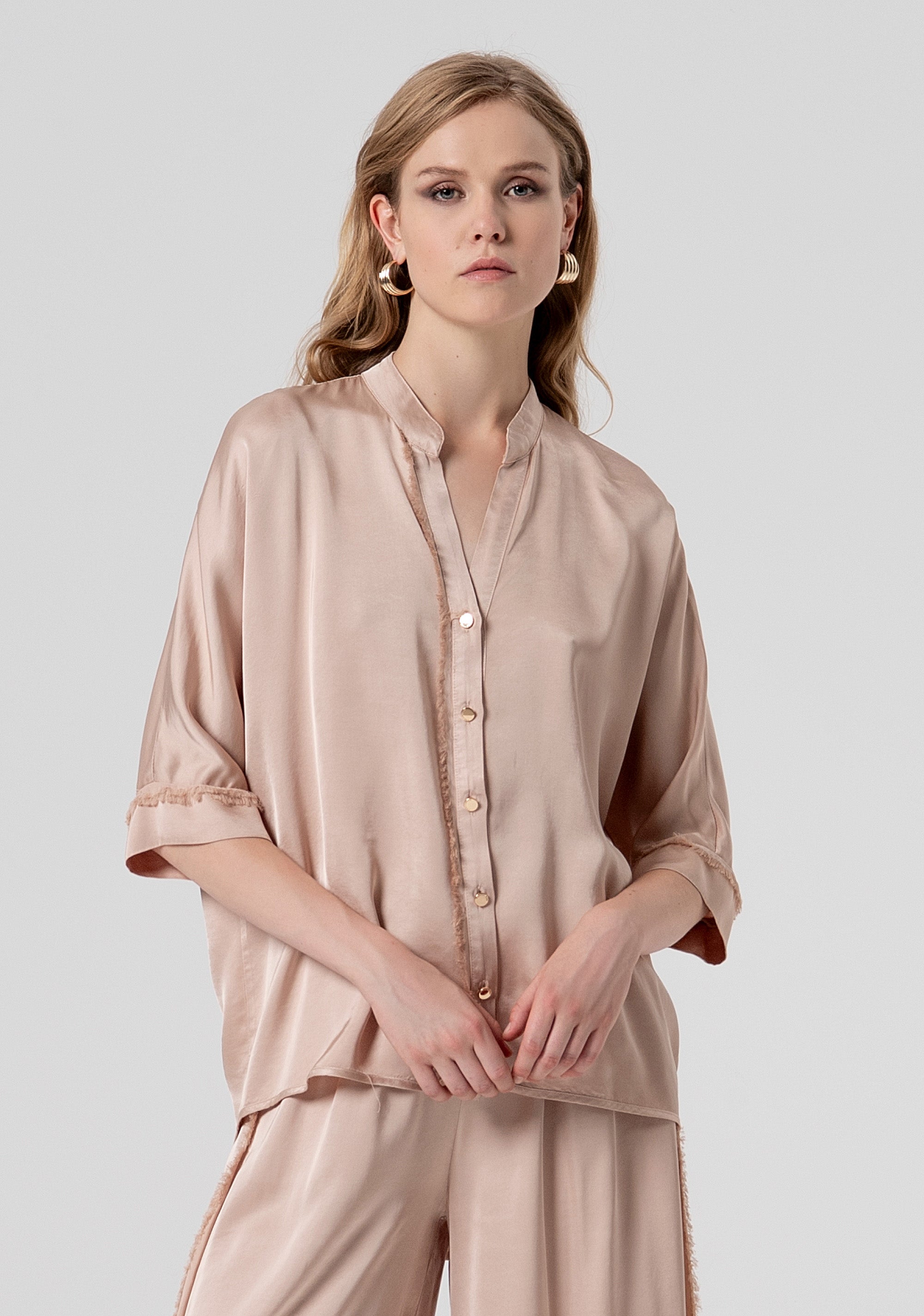 Shirt over fit made in viscose satin Fracomina FS26ST6014W41301-050-1