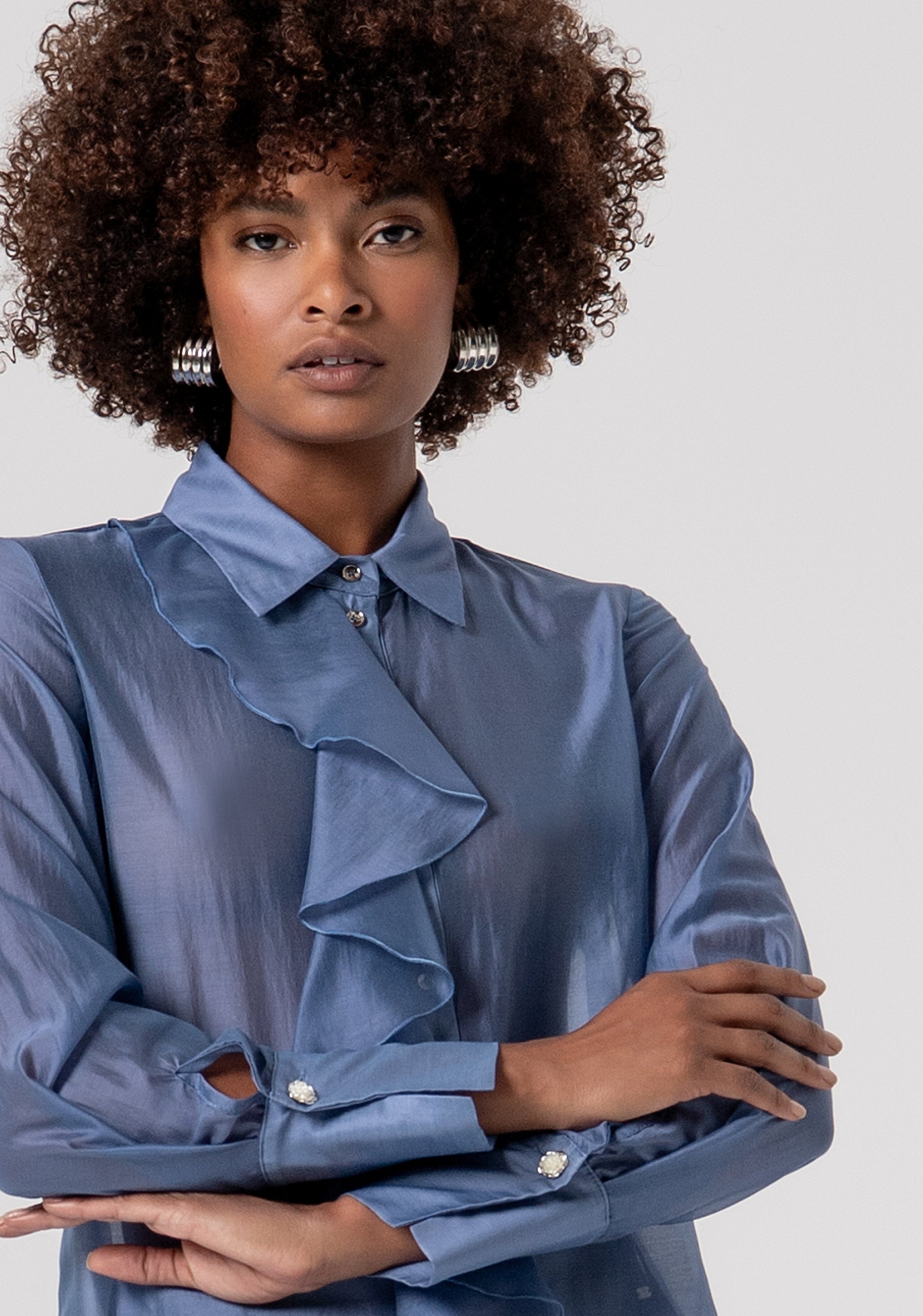 Shirt regular fit made in tencel with ruffle Fracomina FS26ST6016W83401-175-2