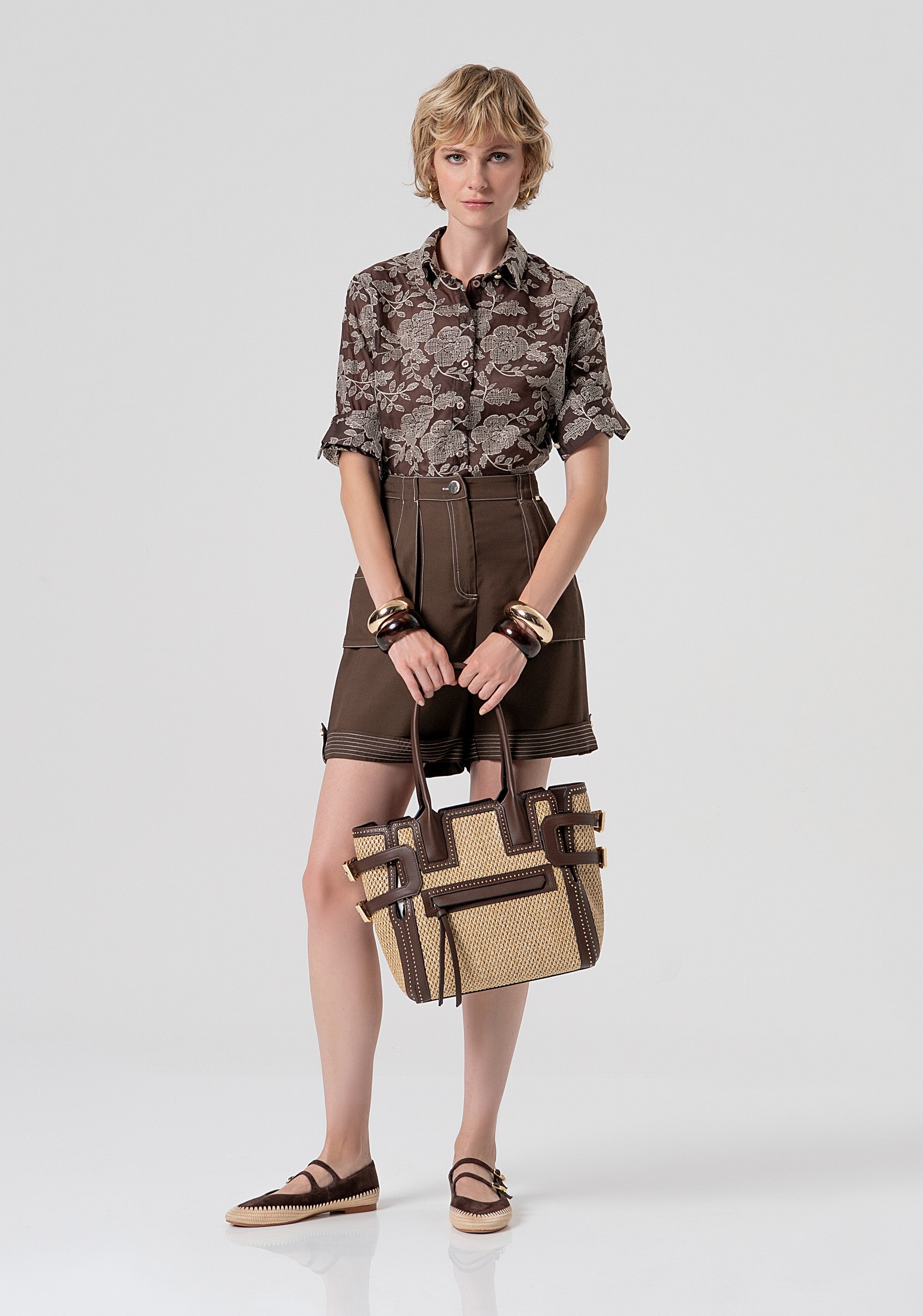 Shirt regular fit made in flowery embroidered fabric Fracomina FS26ST6018W834E5-091-4