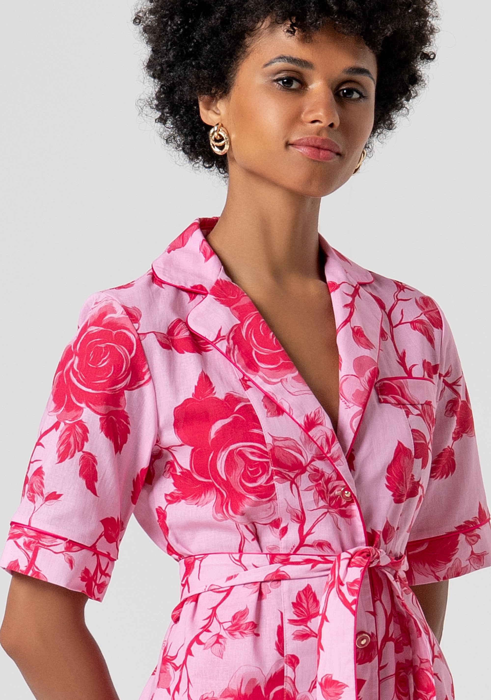 Shirt regular fit made in cotton and linen and with flowery pattern Fracomina FS26ST6019W622K9-G54-2