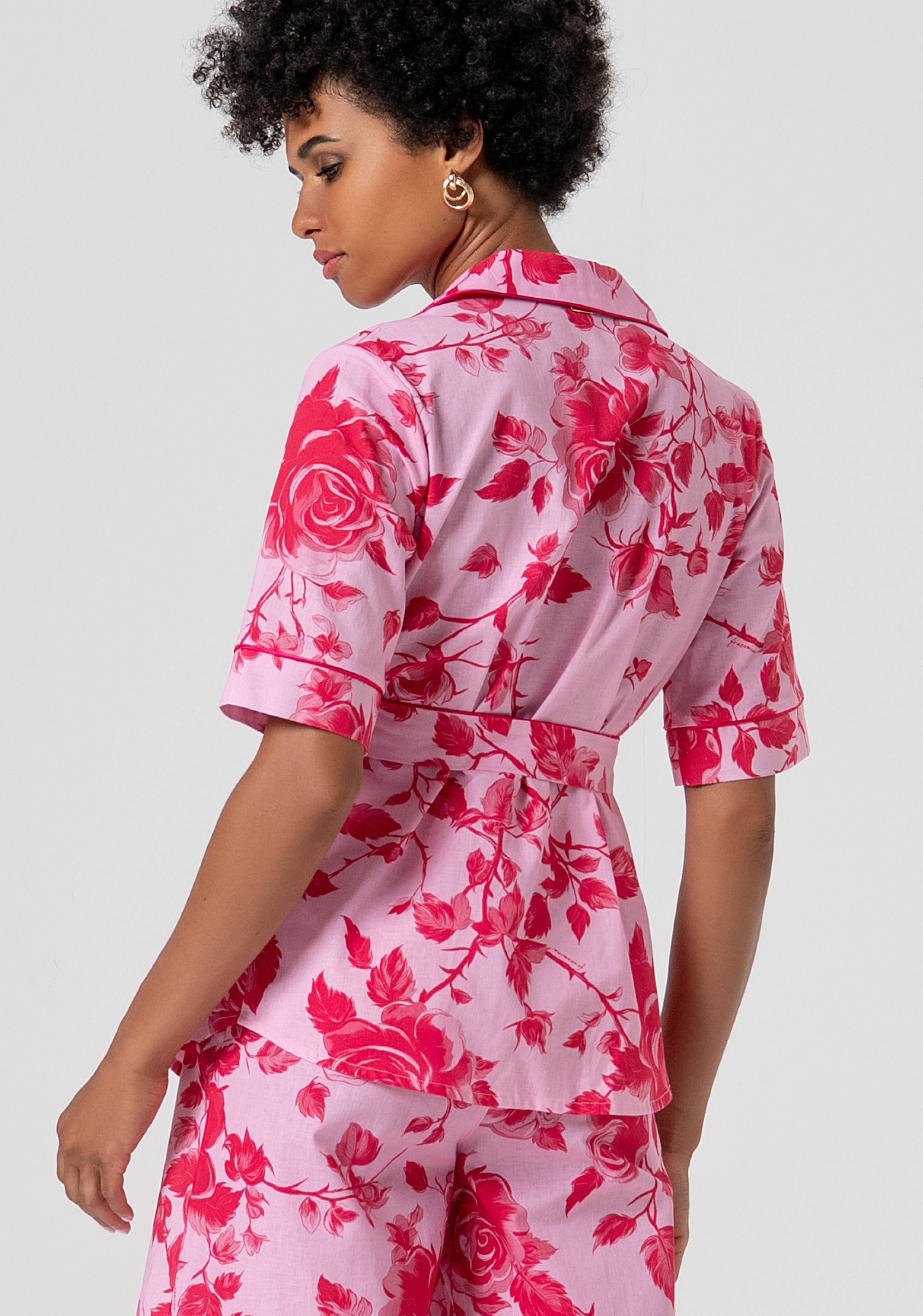 Shirt regular fit made in cotton and linen and with flowery pattern Fracomina FS26ST6019W622K9-G54-3