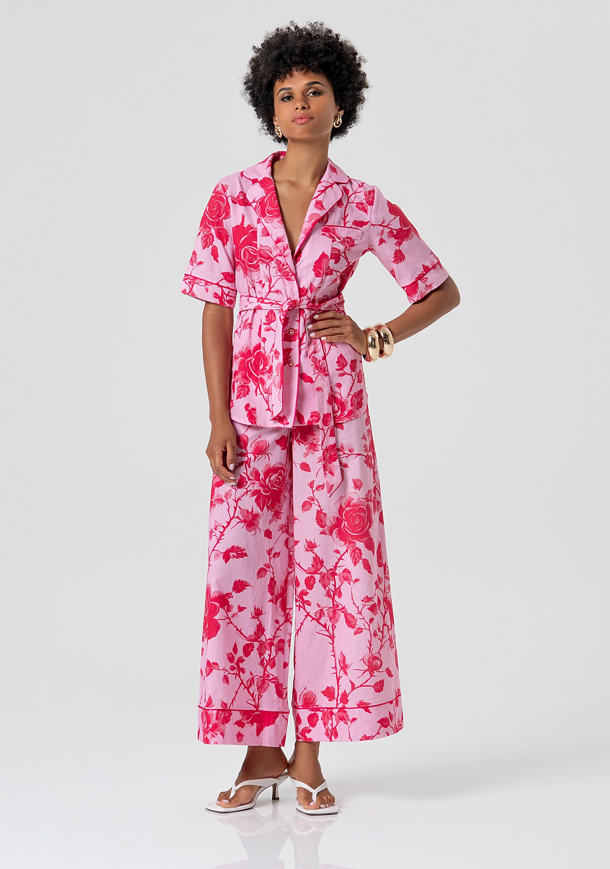 Shirt regular fit made in cotton and linen and with flowery pattern Fracomina FS26ST6019W622K9-G54-4