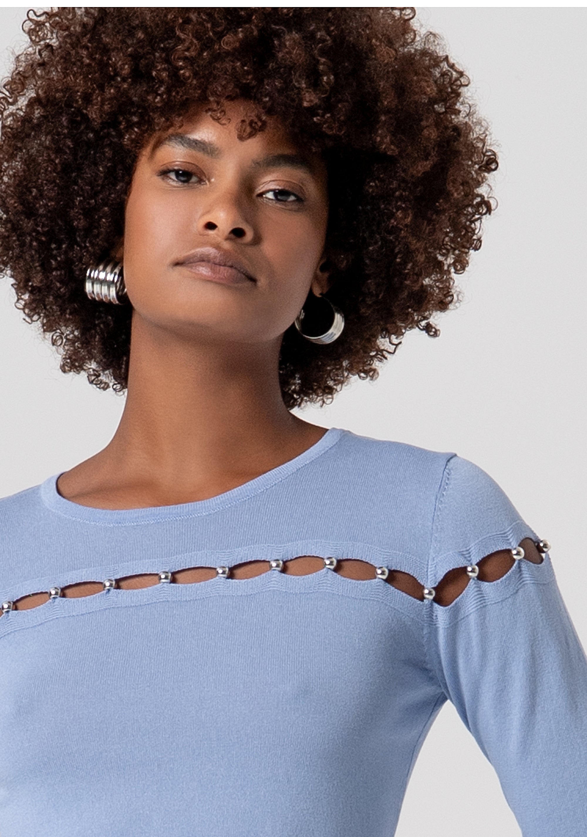 Knitwear slim fit with cut out and pearls Fracomina FS26ST7002K41601-252-2