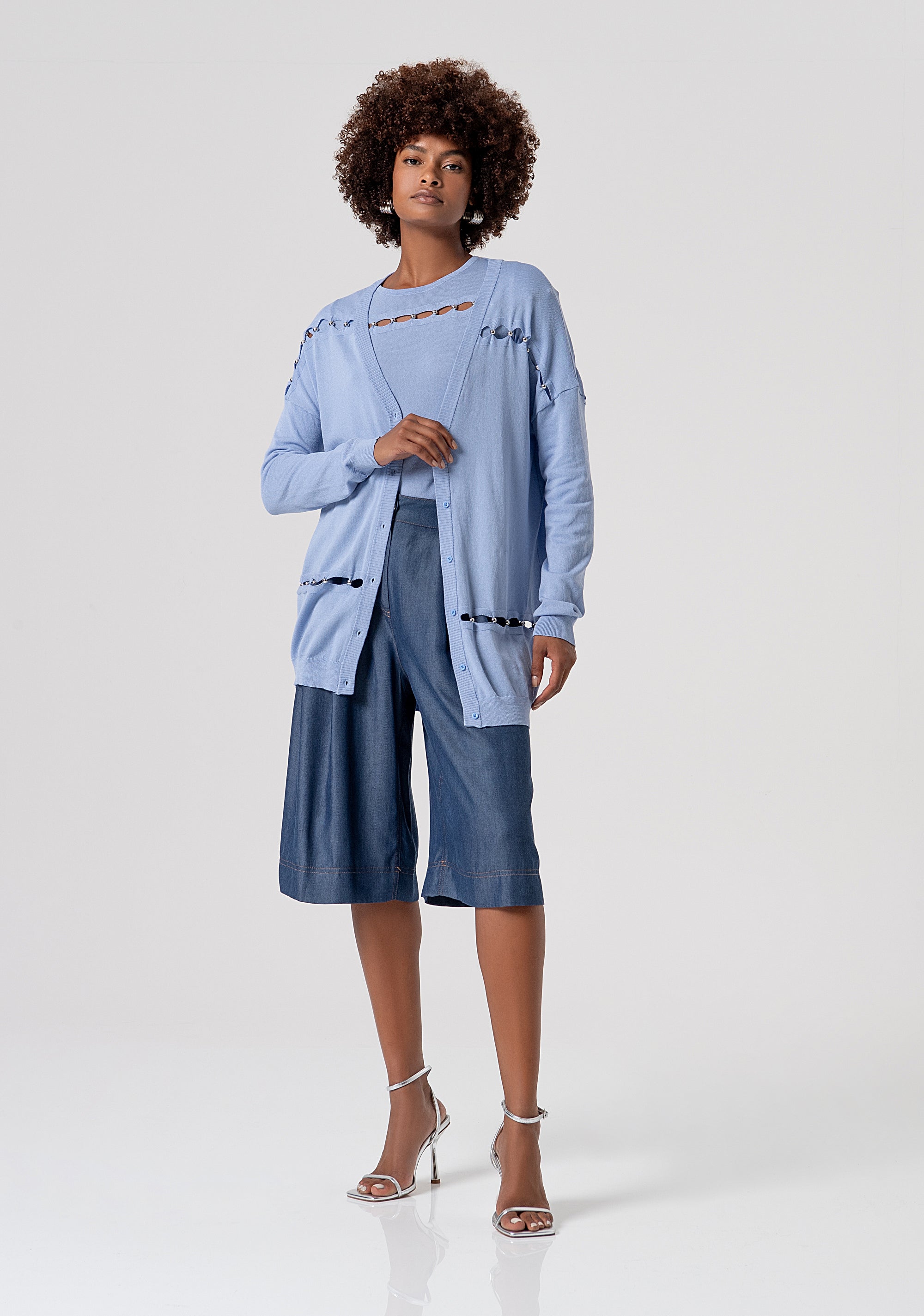 Knitwear slim fit with cut out and pearls Fracomina FS26ST7002K41601-252-4