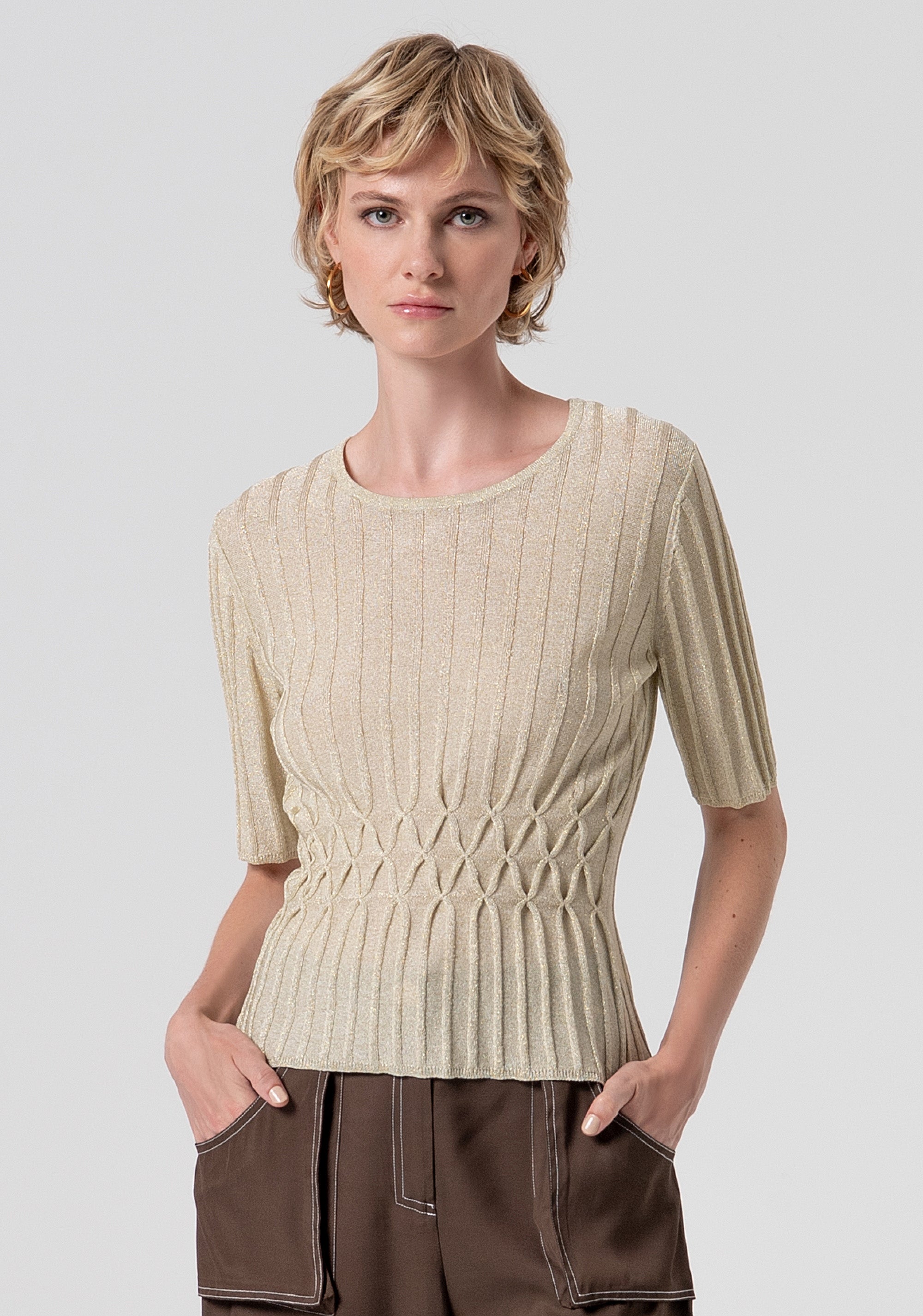 Knitwear slim fit with ribs and lurex Fracomina FS26ST7004K414Q7-150-1