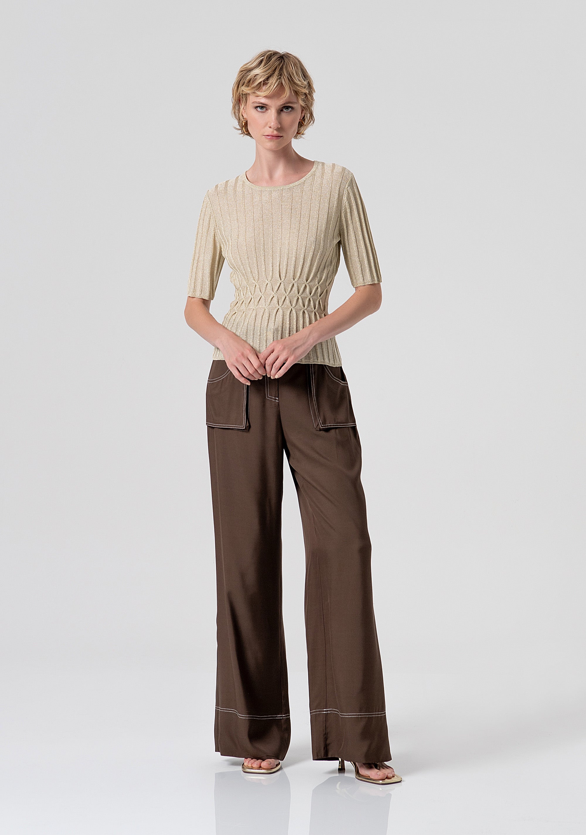 Knitwear slim fit with ribs and lurex Fracomina FS26ST7004K414Q7-150-4