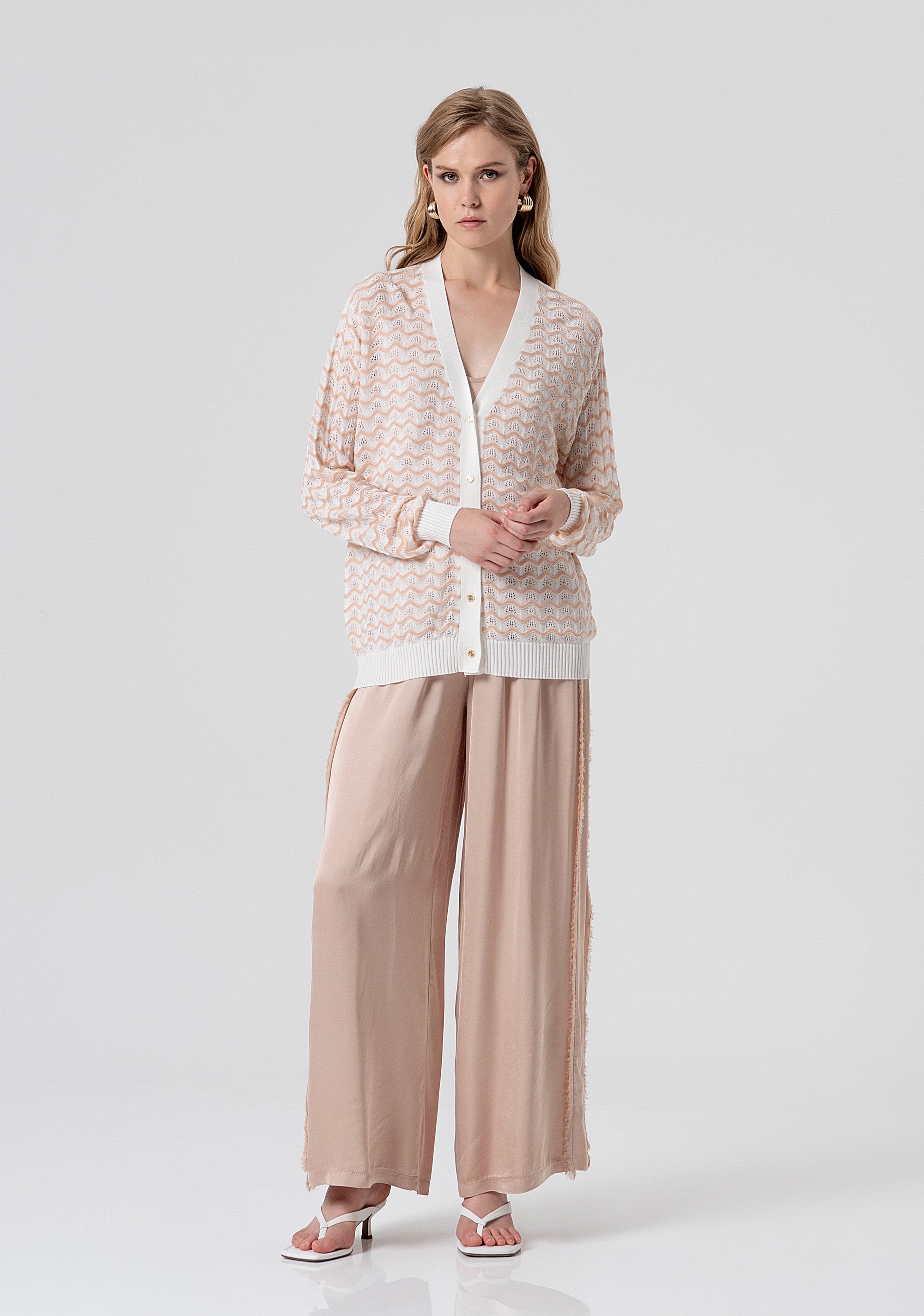 Long cardigan regular fit with overlock Fracomina FS26ST8004K41501-281-4