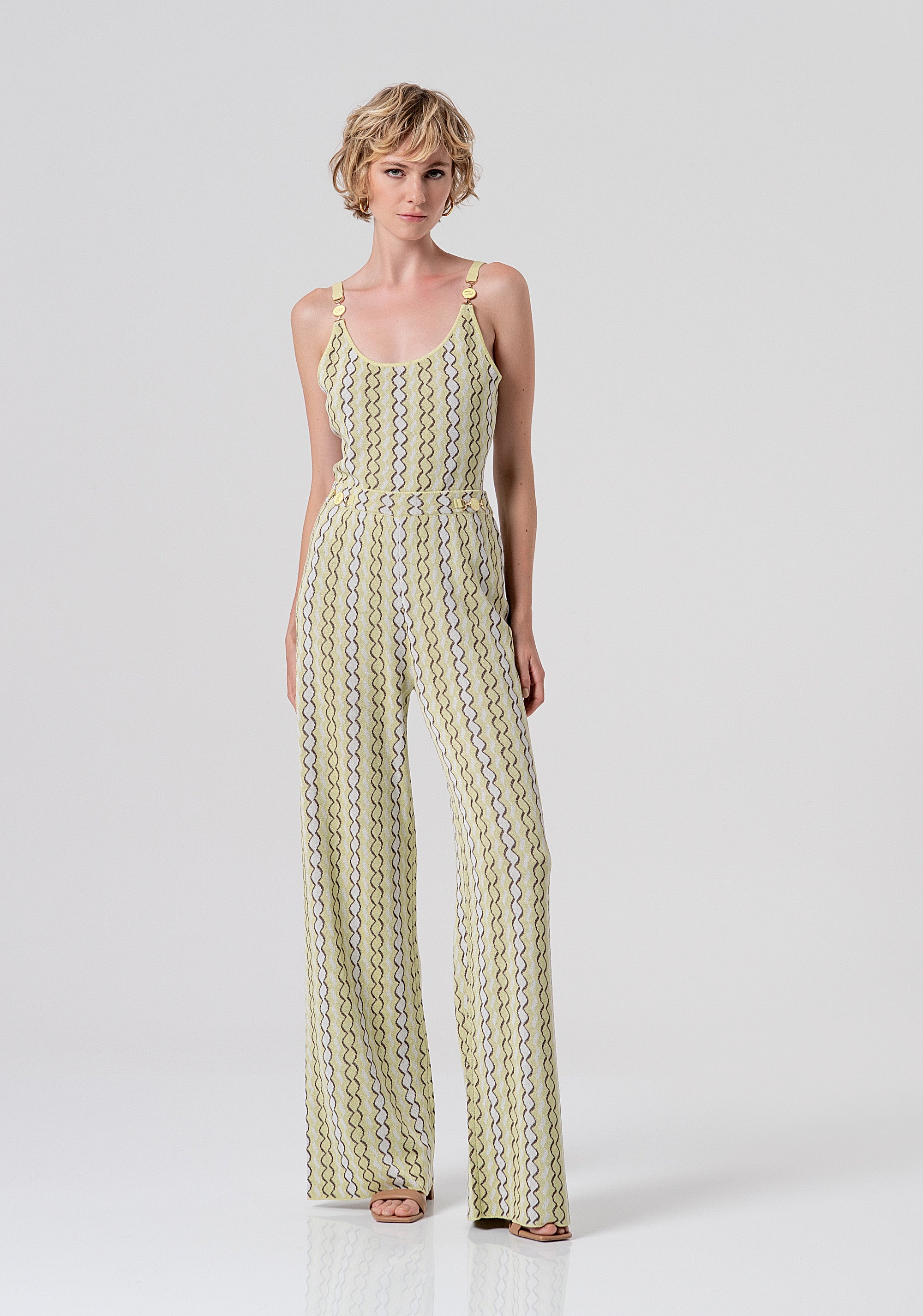 Knitted palazzo pant flare with jacquard effect Fracomina FS26SV3001K414F8-210-1