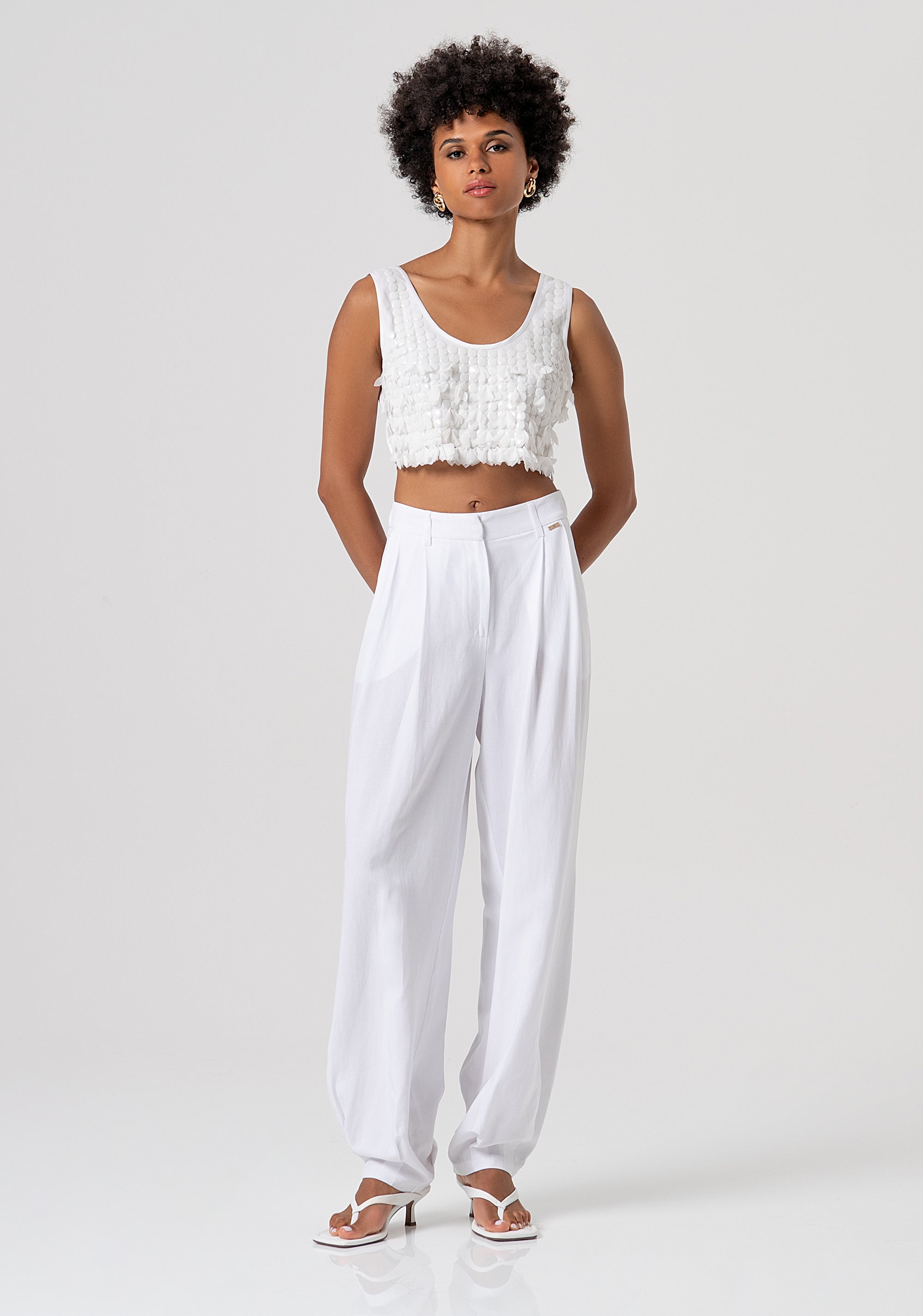 Palazzo pant flare with linen Fracomina FS26SV3009W62201-278