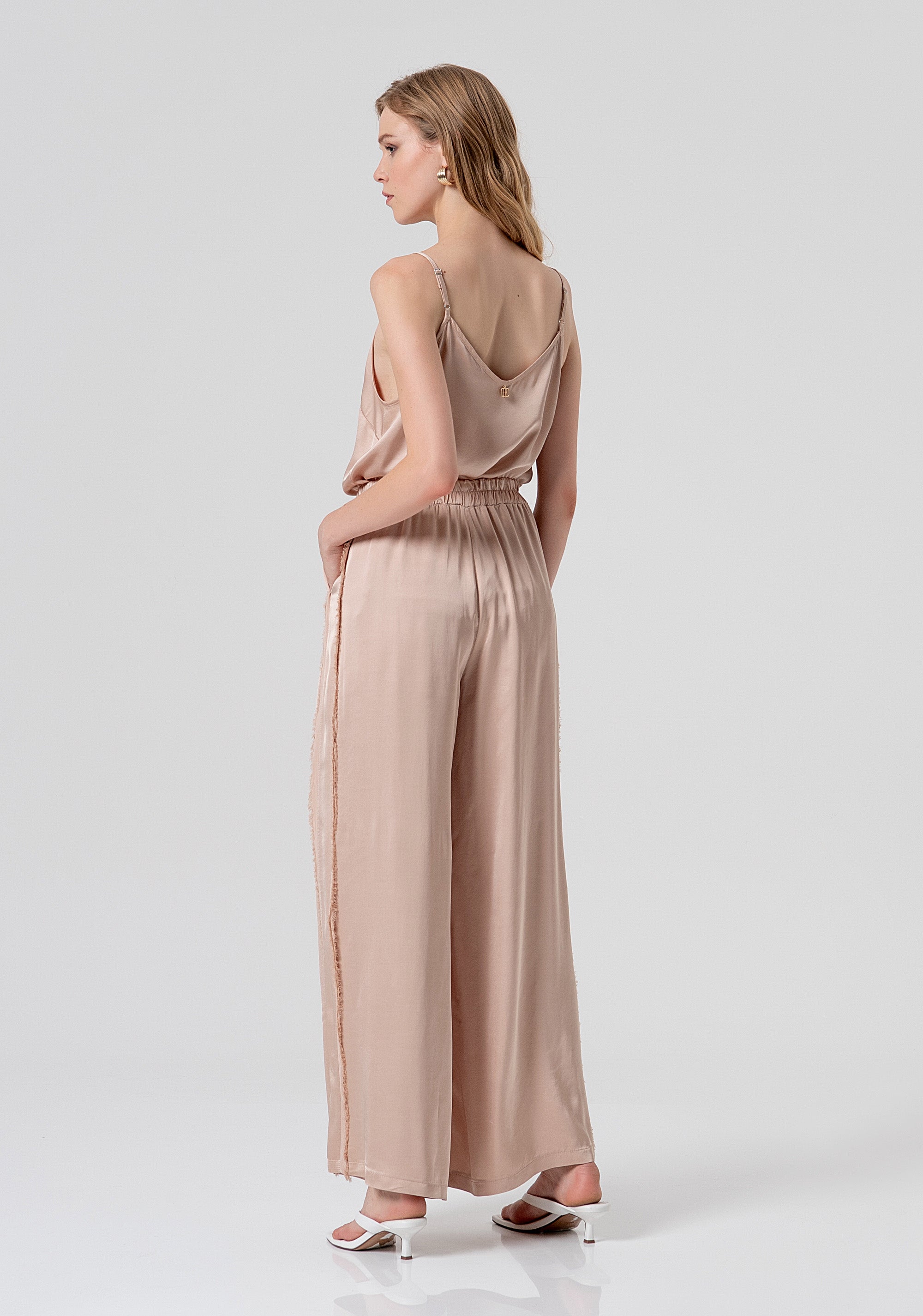Palazzo pant flare made in viscose satin Fracomina FS26SV3010W41301-050-3