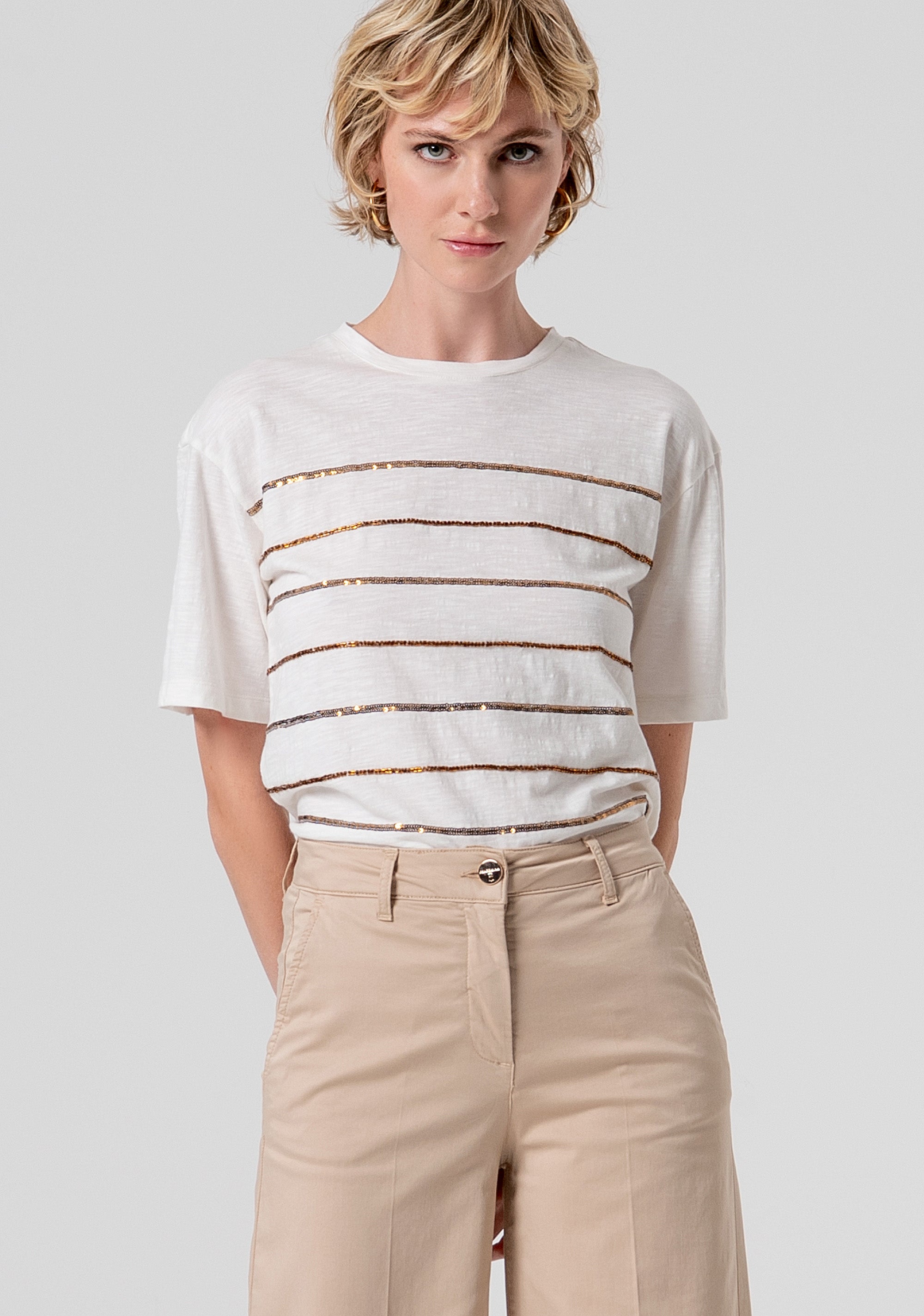 Palazzo pant flare made in gabardine Fracomina FS26SV3011W40101-050-2