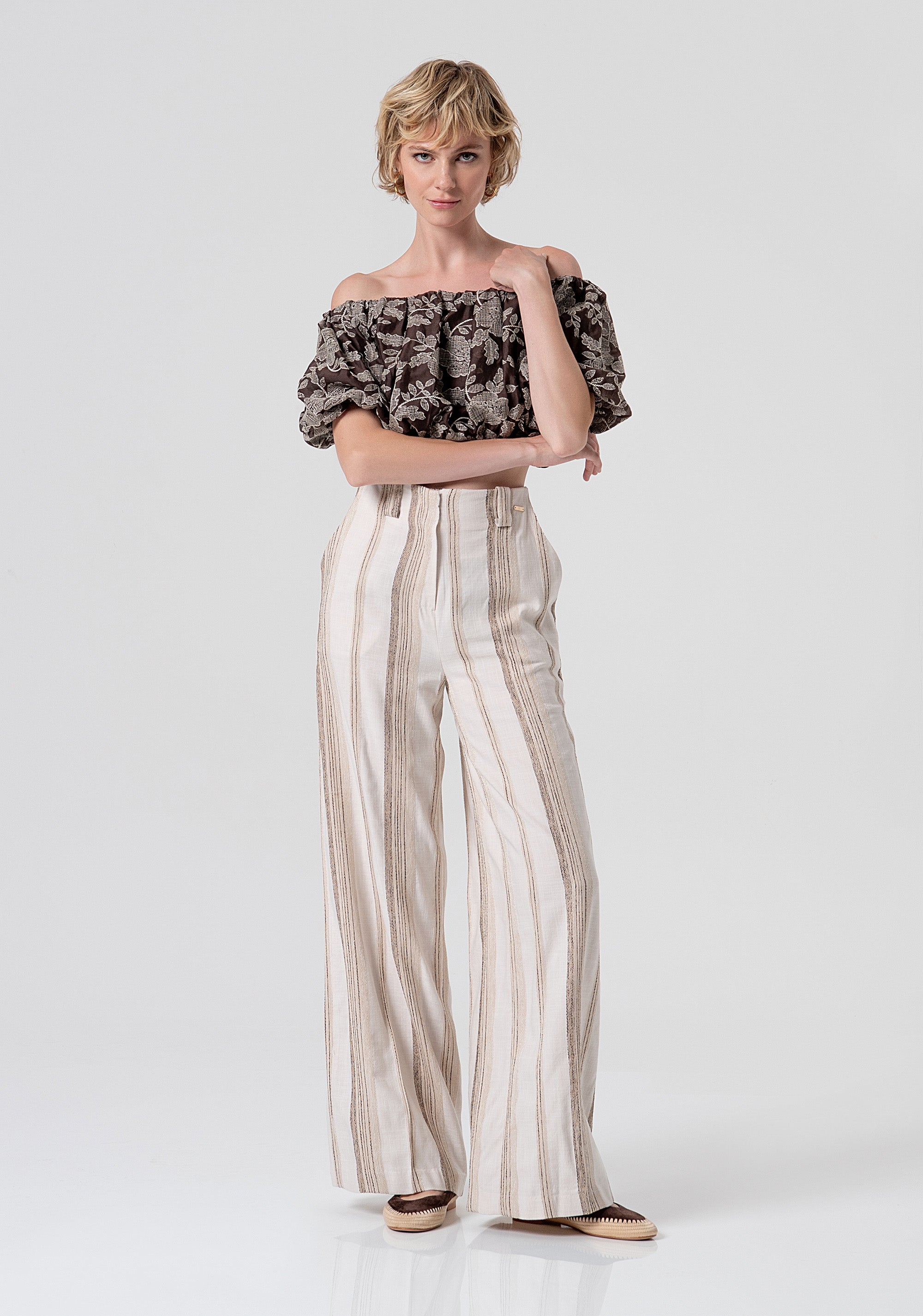 Palazzo pant flare with stripes Fracomina FS26SV3013W840N8-050