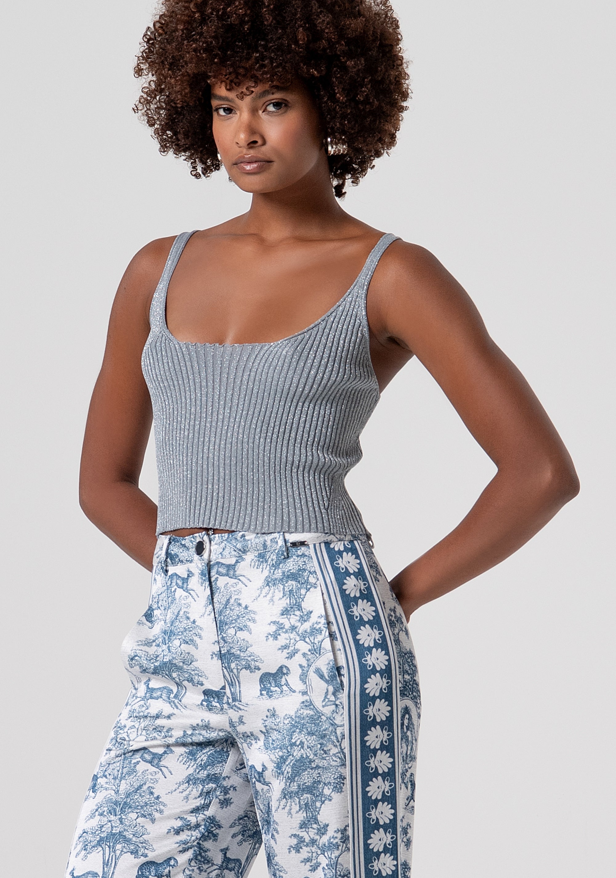 Palazzo pant flare with conceptual pattern Fracomina FS26SV3015W459K5-083-2