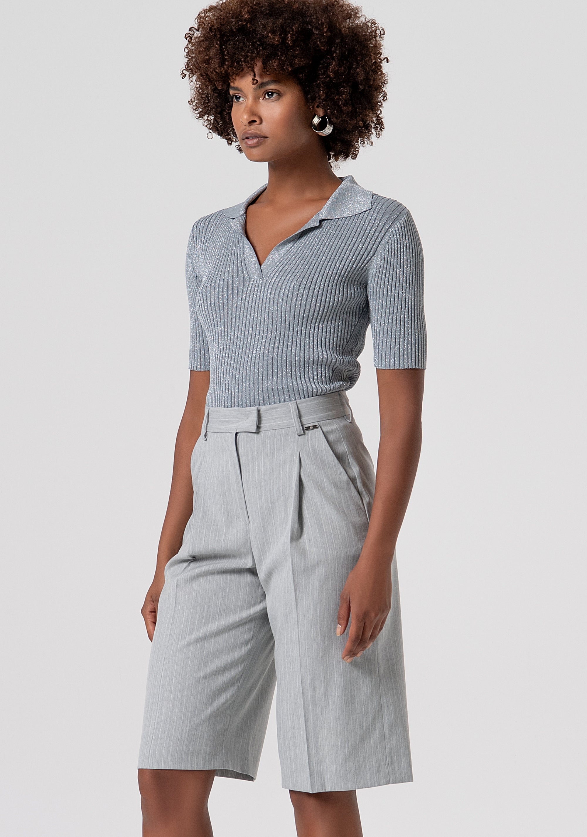 Bermuda regular fit made in pinstriped fabric Fracomina FS26SV6003W587Q7-156-2