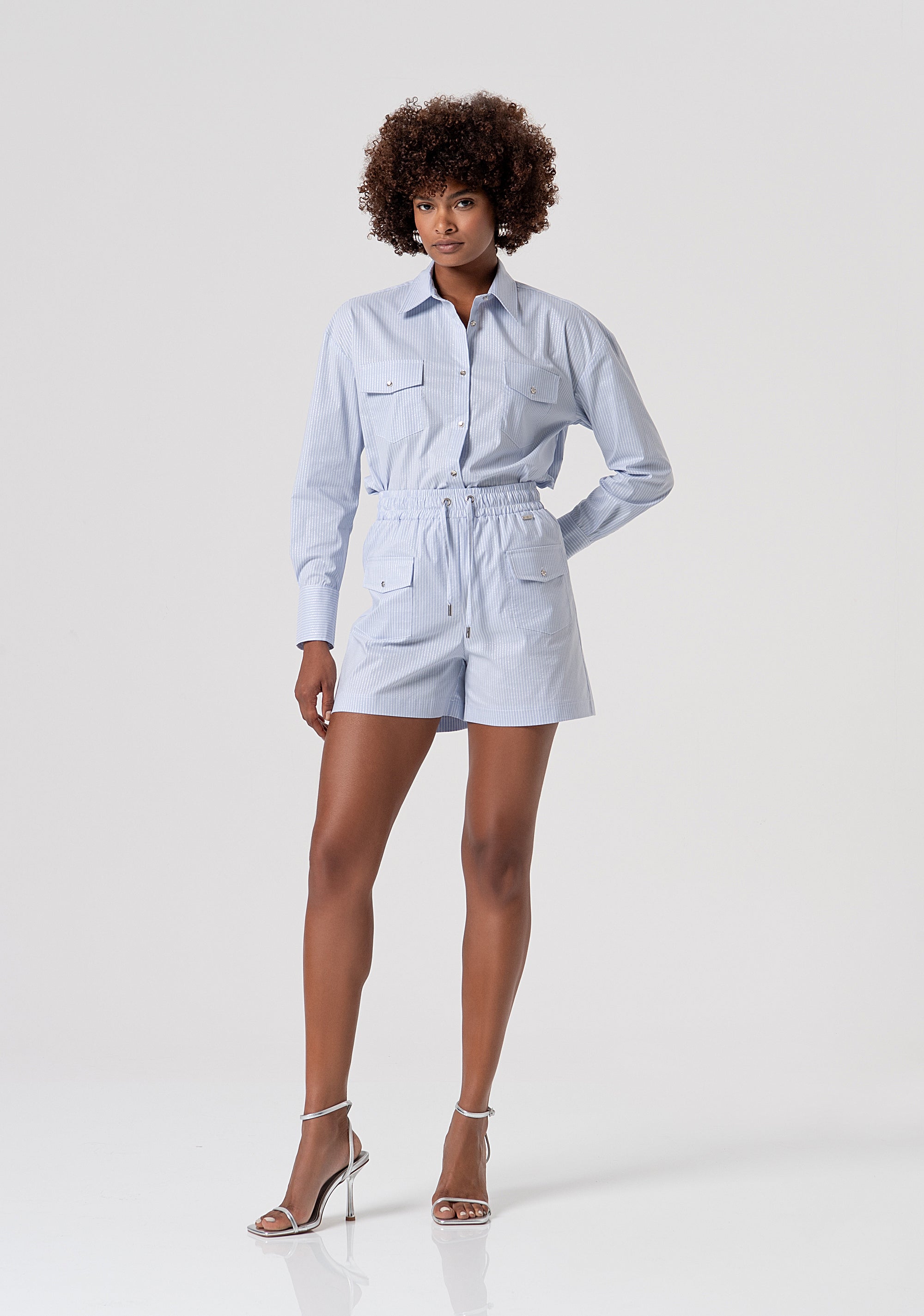 Short pant regular fit made in striped popeline Fracomina FS26SV6004W520N8-L62