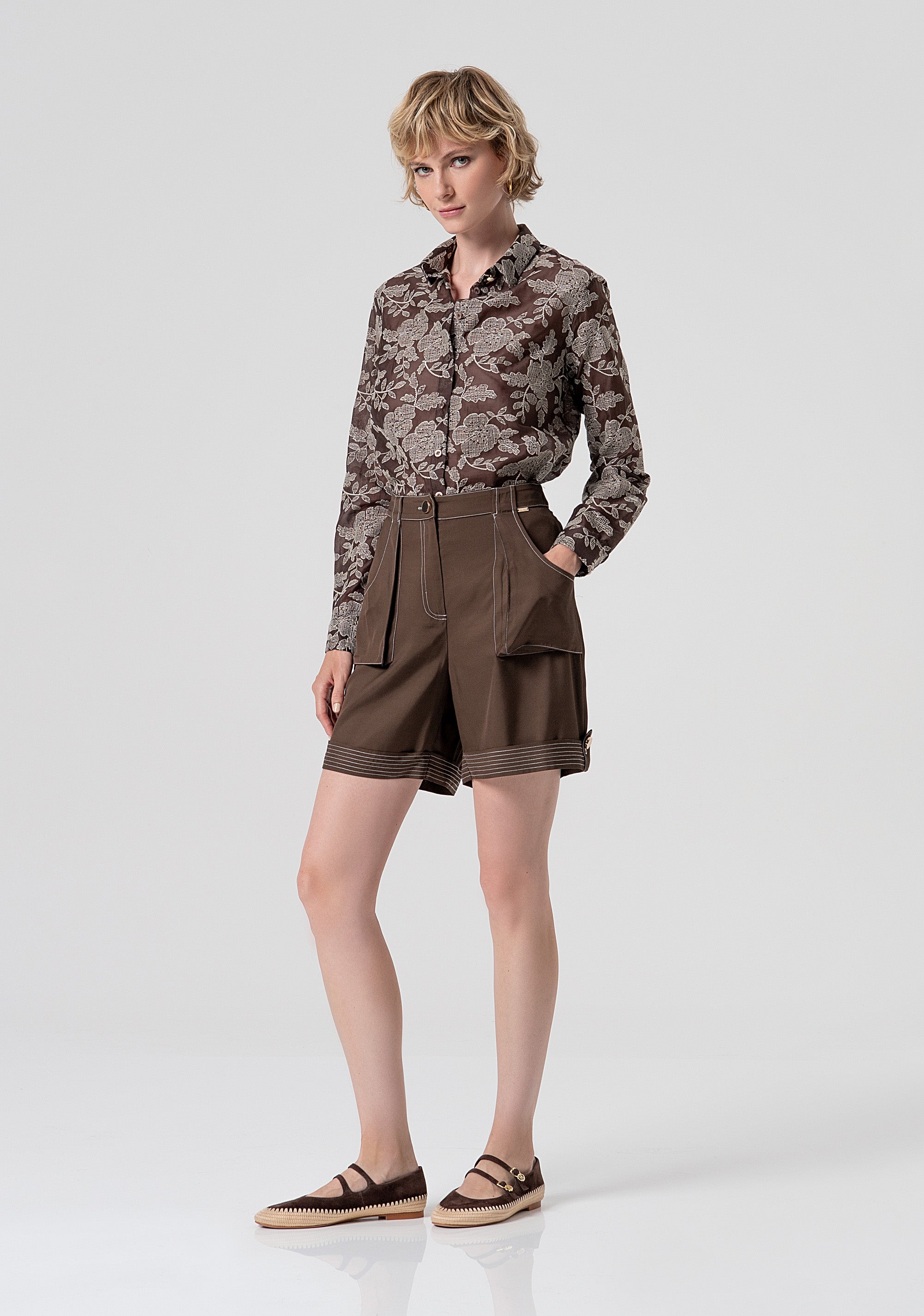 Short pant regular fit made in viscose Fracomina FS26SV6006W84401-091-1