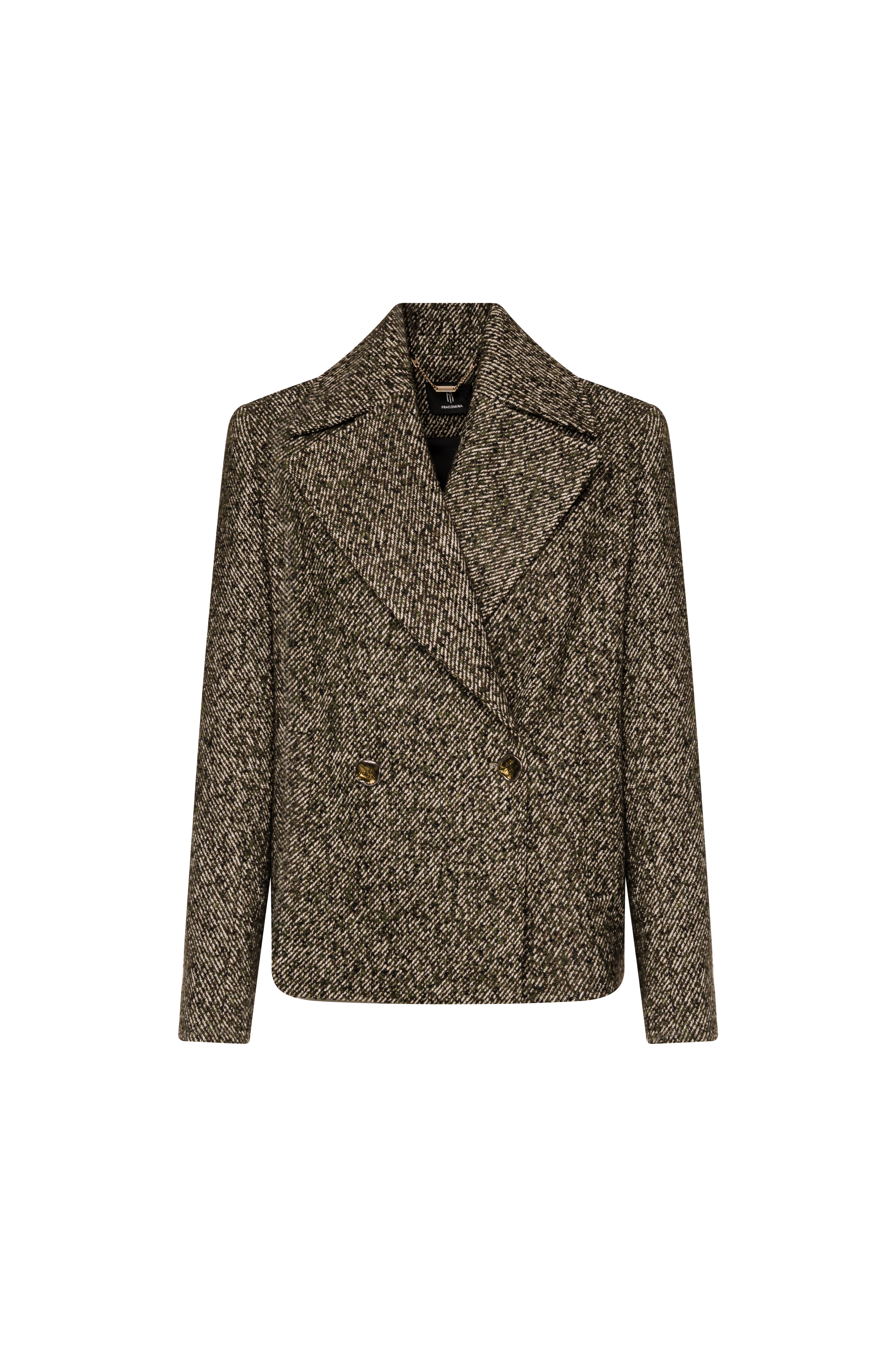 Coat regular fit double breasted made in tweed Fracomina FS26WC1001W857F7-K66-1