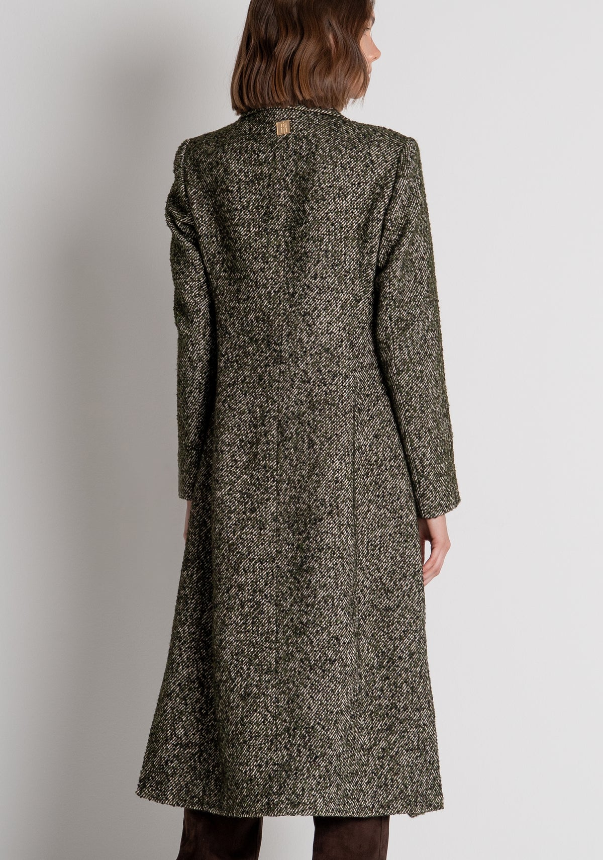 Long coat regular fit double breasted made in tweed Fracomina FS26WC1002W857F7-813-4