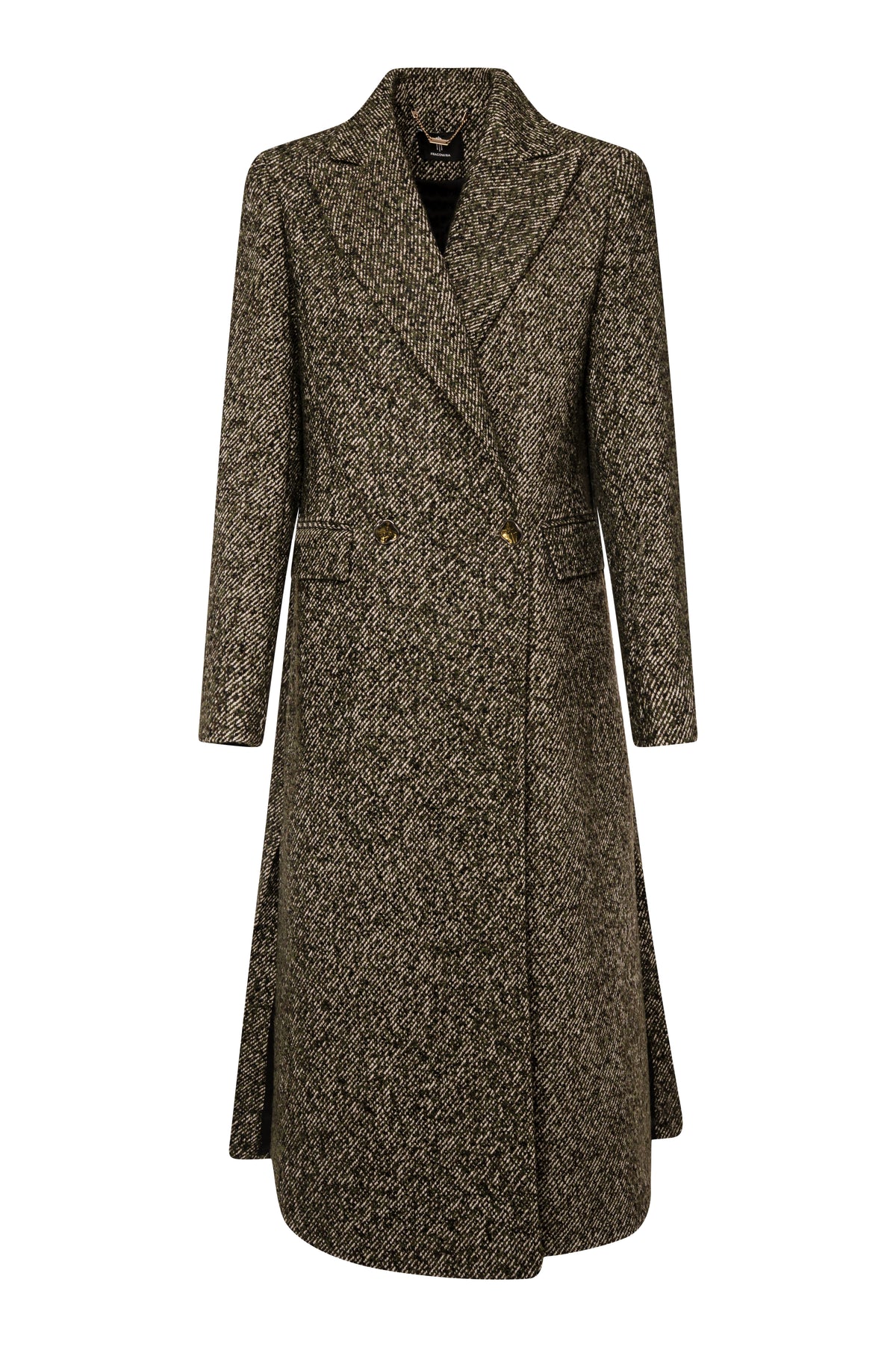 Long coat regular fit double breasted made in tweed Fracomina FS26WC1002W857F7-K66-1