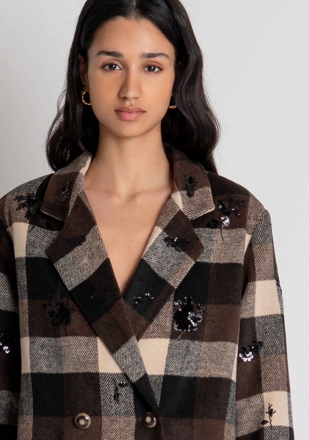 Long coat regular fit with diamond pattern Fracomina FS26WC1003W50495-091-3