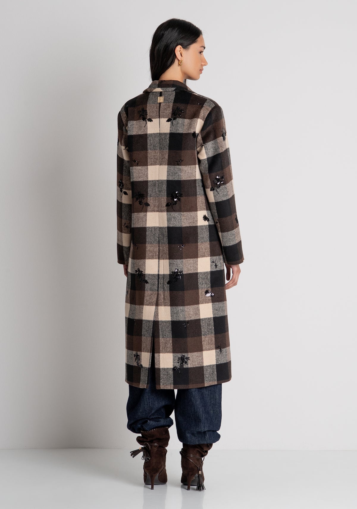 Long coat regular fit with diamond pattern Fracomina FS26WC1003W50495-091-4