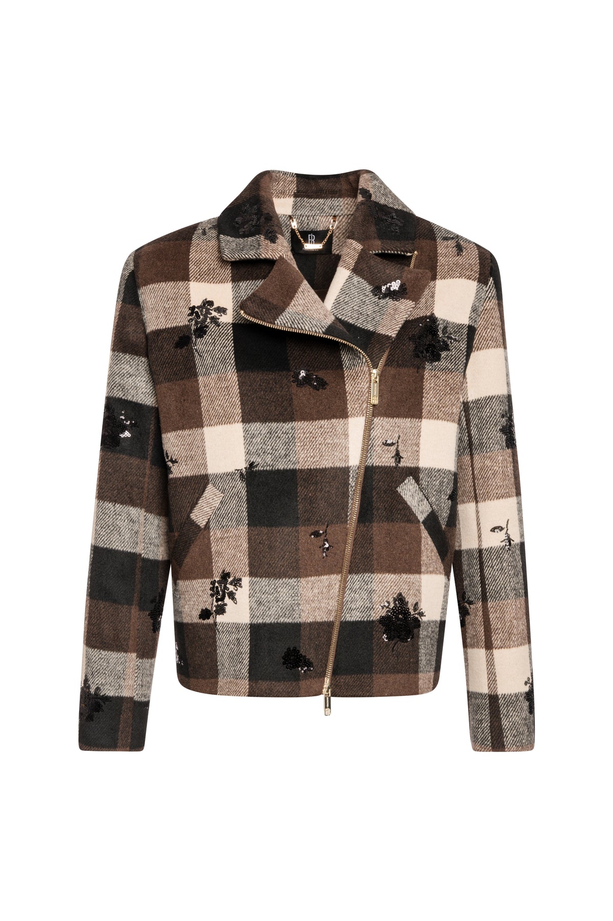 Biker jacket regular fit with diamond pattern Fracomina FS26WC1004W50495-K06-1