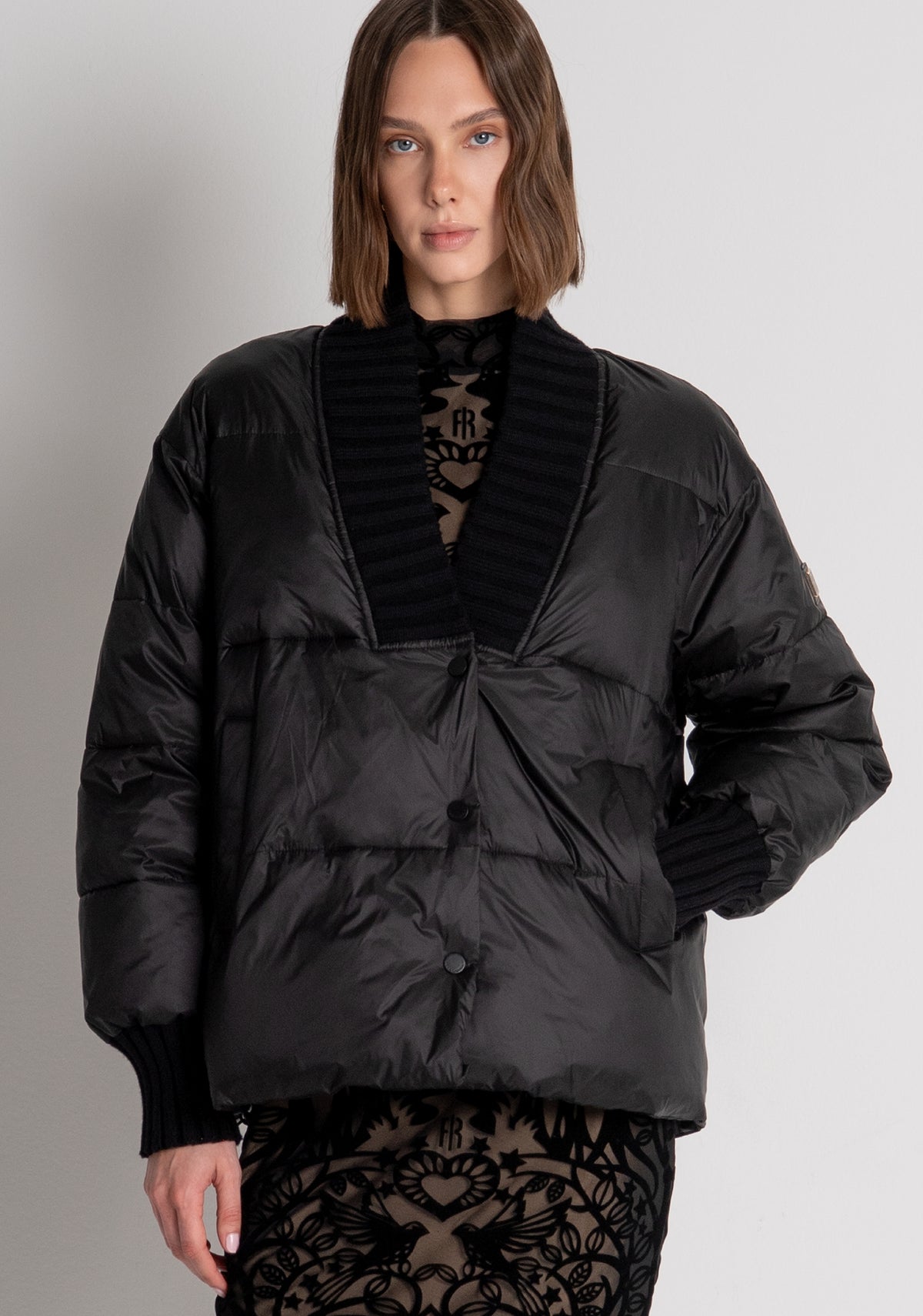 Padded jacket regular fit with collar neck with ribs Fracomina FS26WC3001O42301-053-4