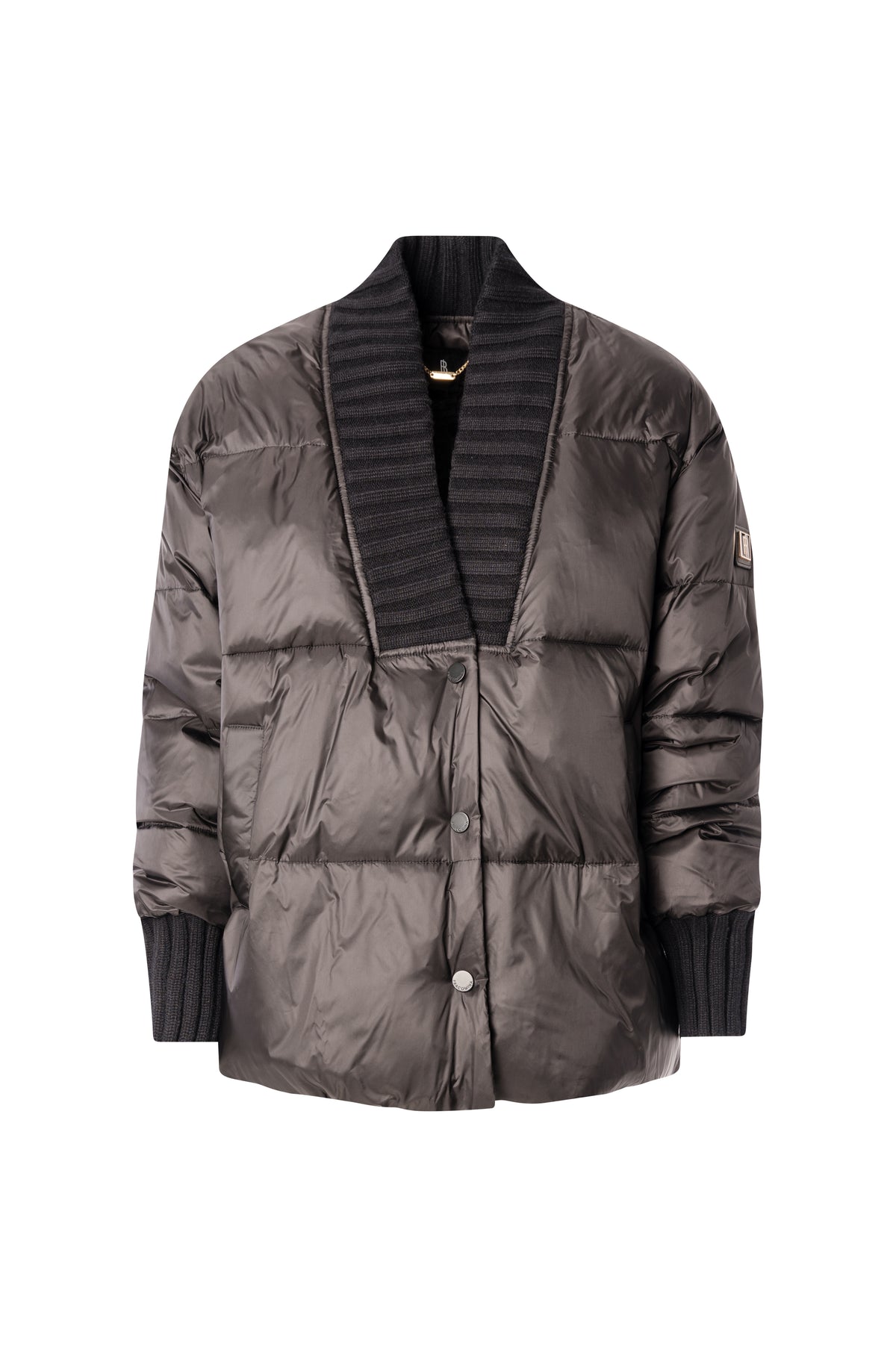 Padded jacket regular fit with collar neck with ribs Fracomina FS26WC3001O42301-K01-1_3519b304-4d24-48b7-80d7-ac233bb74bd1