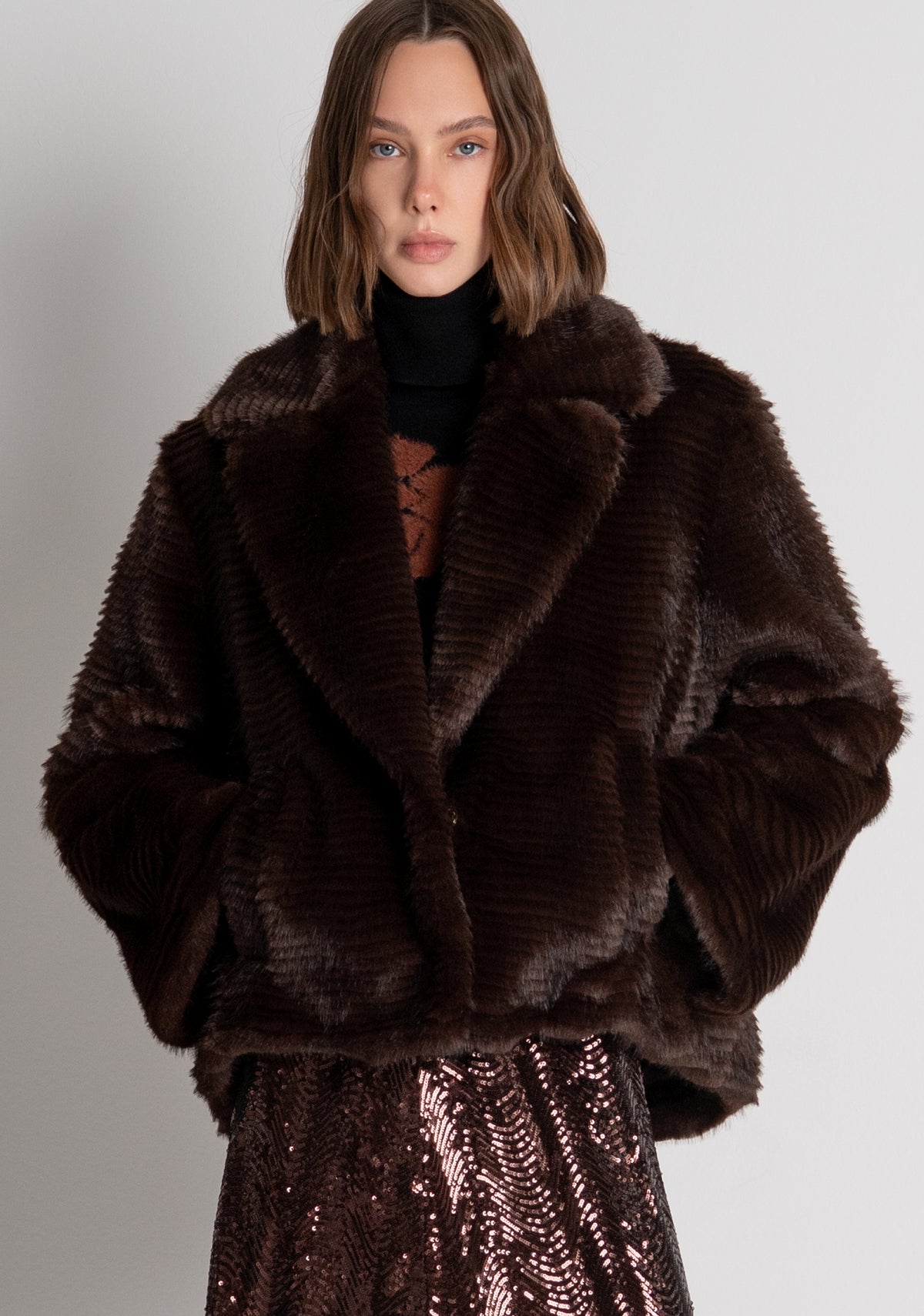 Jacket regular fit made in fake fur Fracomina FS26WC4002O44501-091-2_51e2e3a7-5153-4ee5-8659-34f12ba39be7