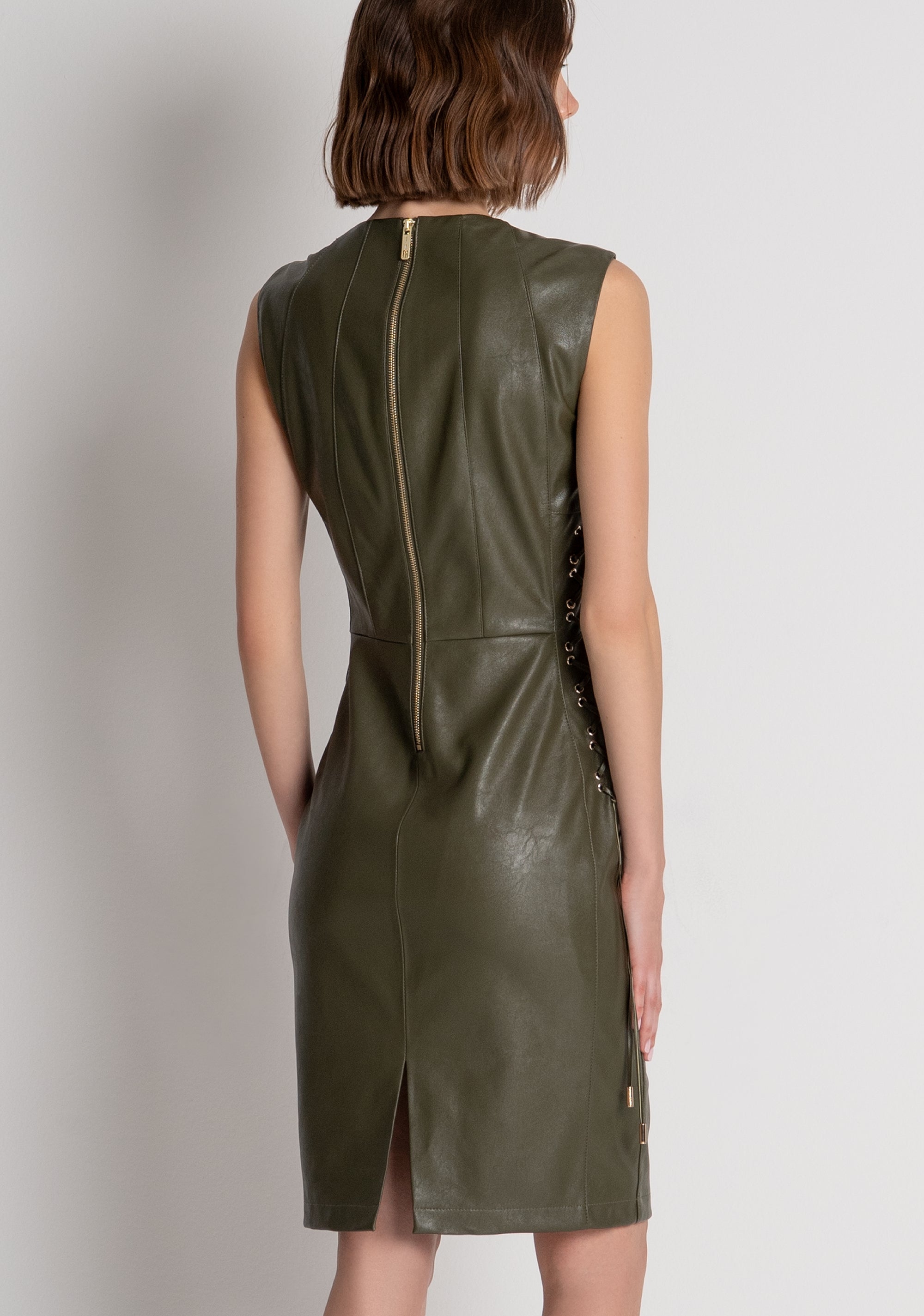 Sheath dress slim fit made in fake leather Fracomina FS26WD1001P45601-091-4