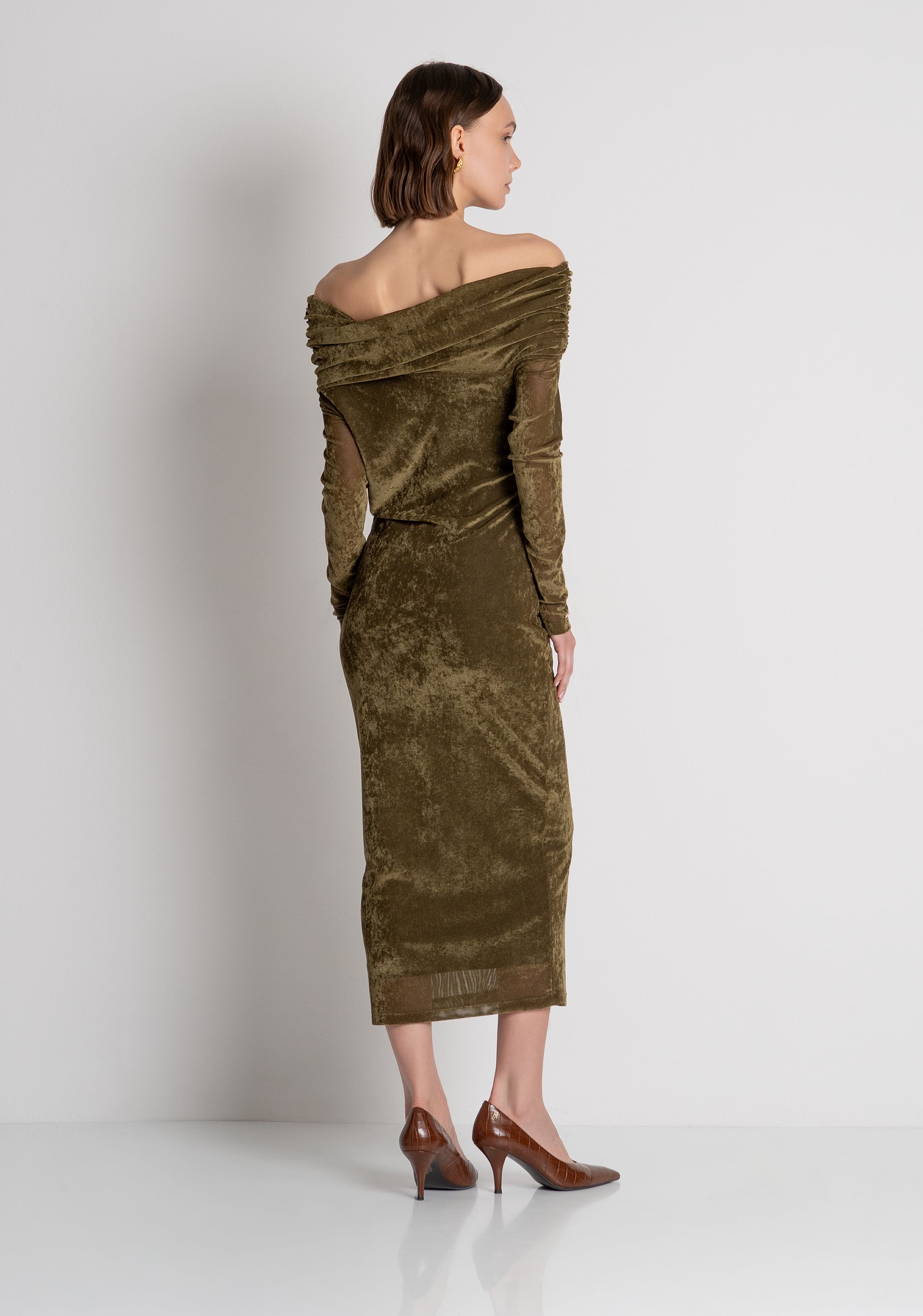 Dress slim fit middle length made in velvet Fracomina FS26WD2002W597Q5-813-3