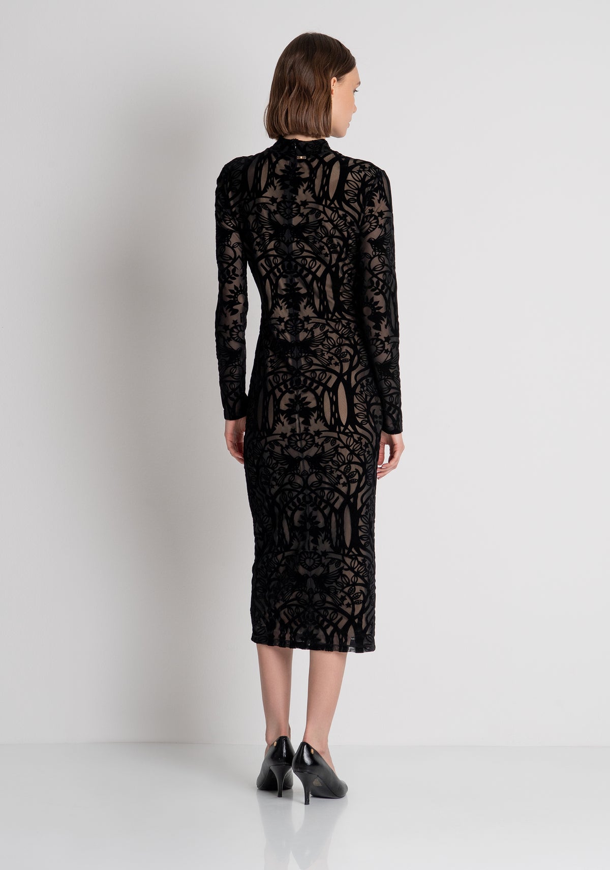 Dress slim fit middle length made in flocking lace Fracomina FS26WD2003W858Q5-053-3