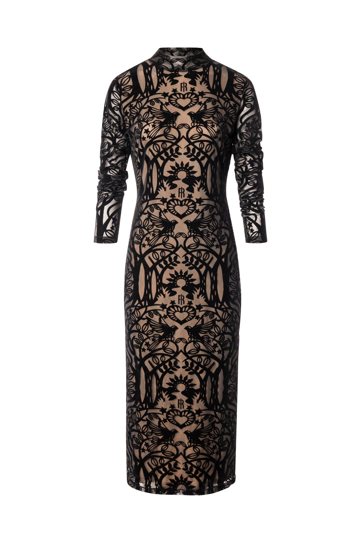 Dress slim fit middle length made in flocking lace Fracomina FS26WD2003W858Q5-K01-1