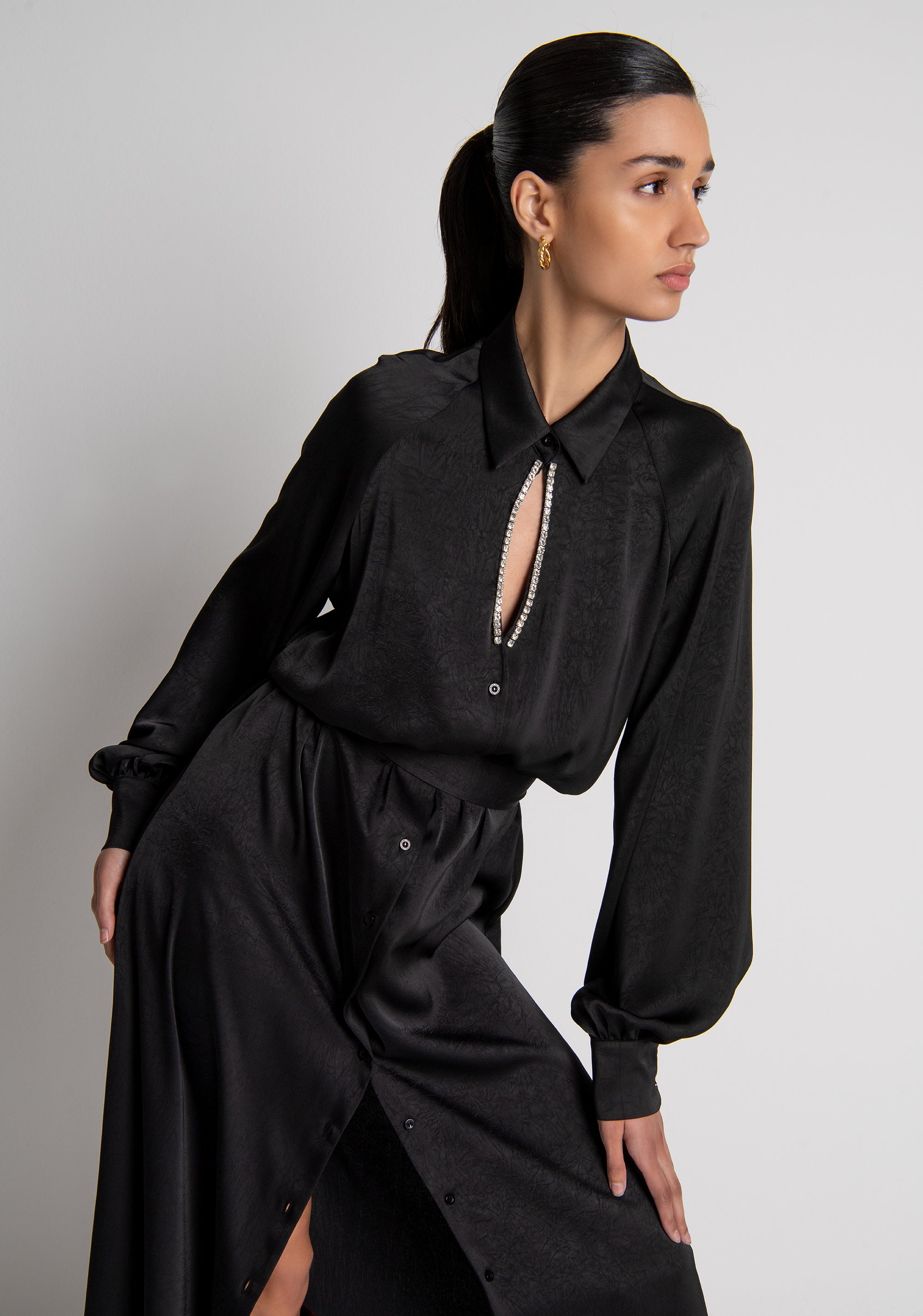 Chemisier dress regular fit made in satin Fracomina FS26WD2006W86201-053