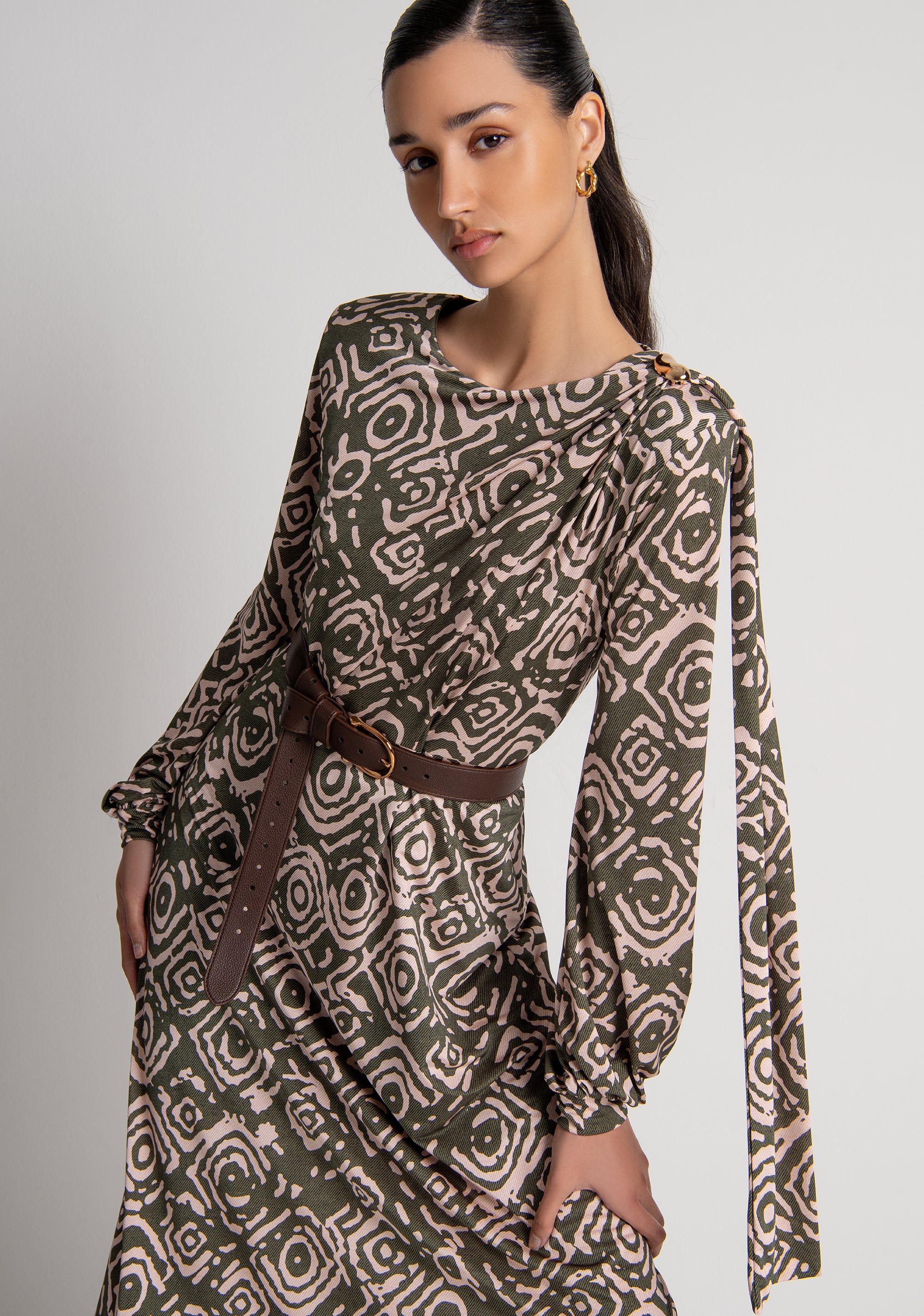 Long dress regular fit with geometric pattern Fracomina FS26WD2010W798Y8-P15-3