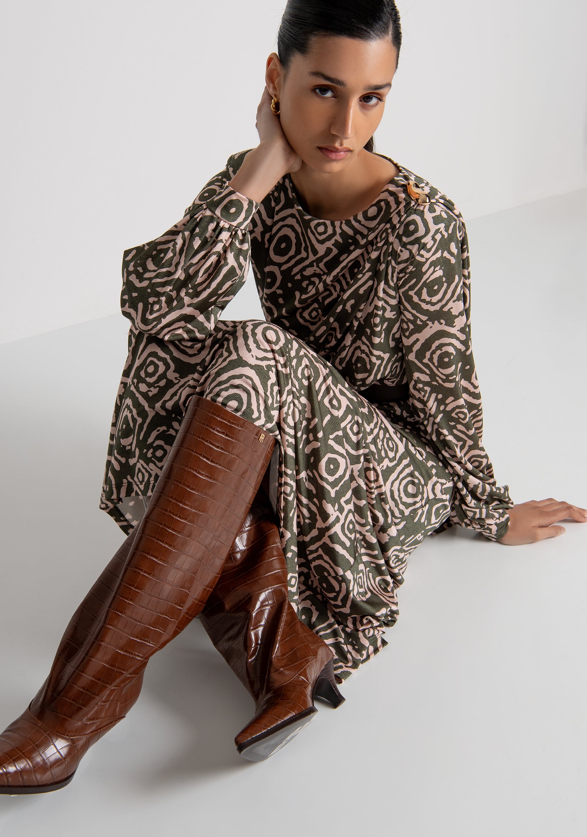 Long dress regular fit with geometric pattern Fracomina FS26WD2010W798Y8-P15