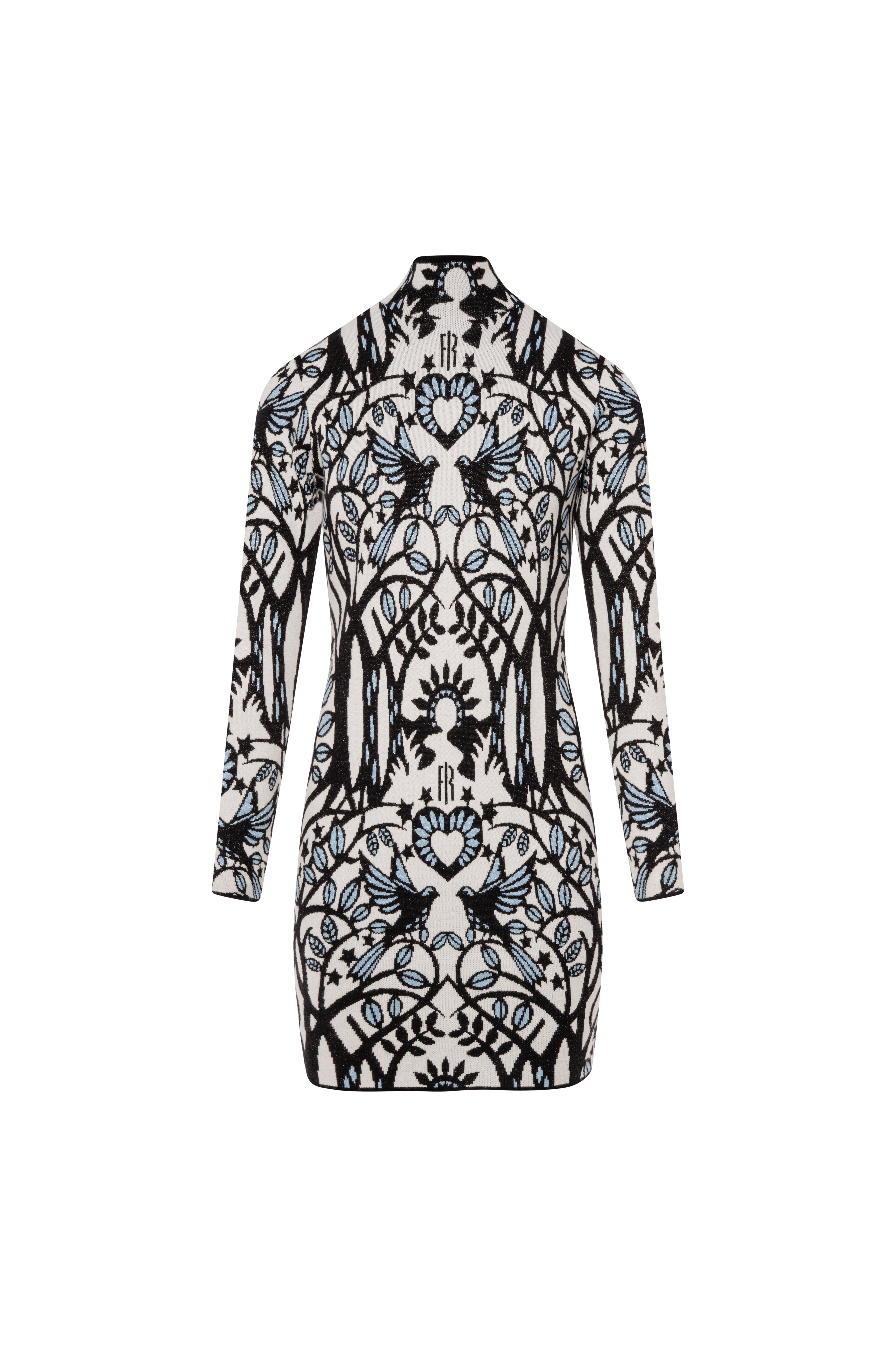 Mini knitted dress slim fit with jacquard effect Fracomina FS26WD5004K502F8-KE1-1