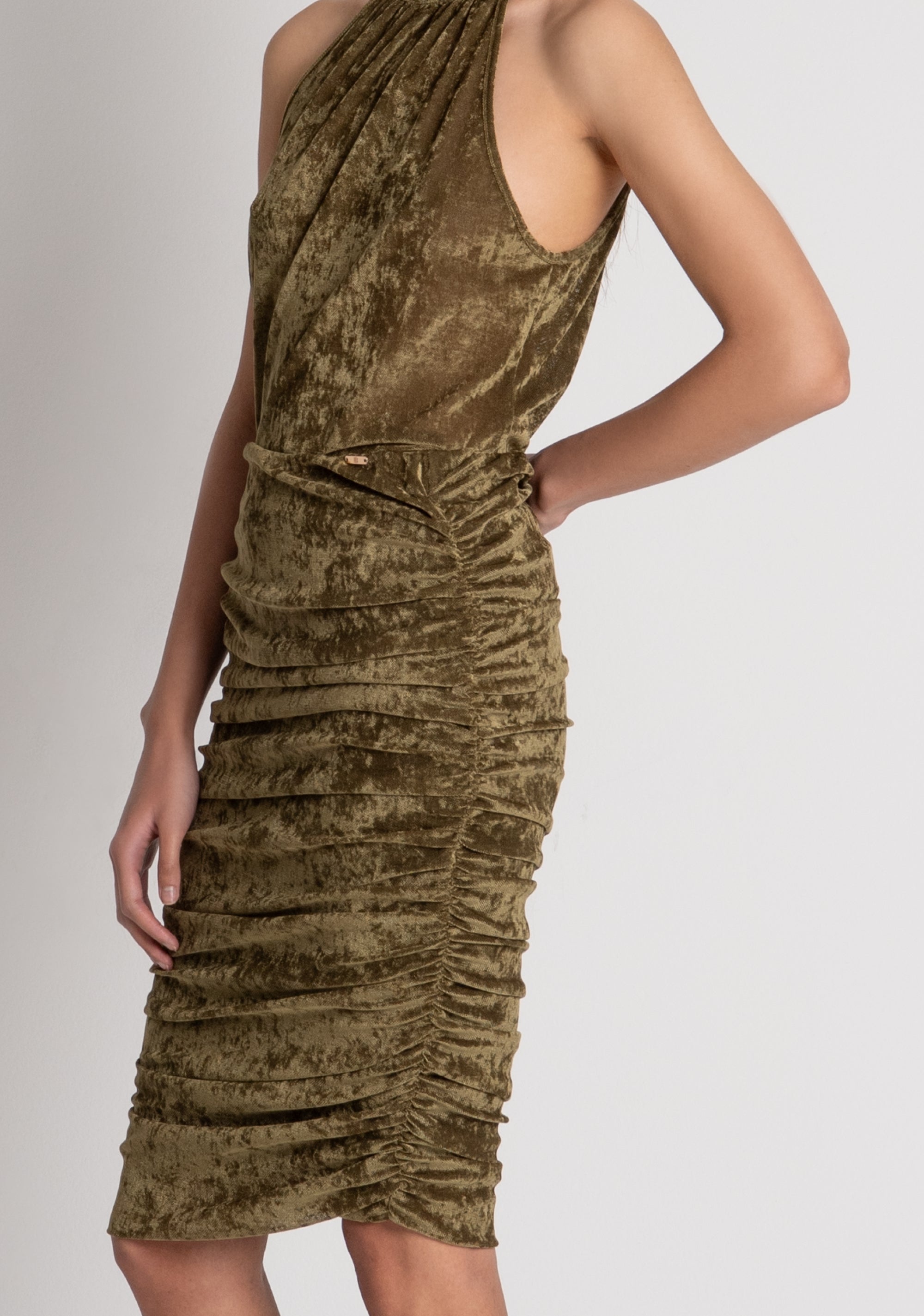 Sheath dress slim fit middle length made in velvet Fracomina FS26WG1001W597Q5-3