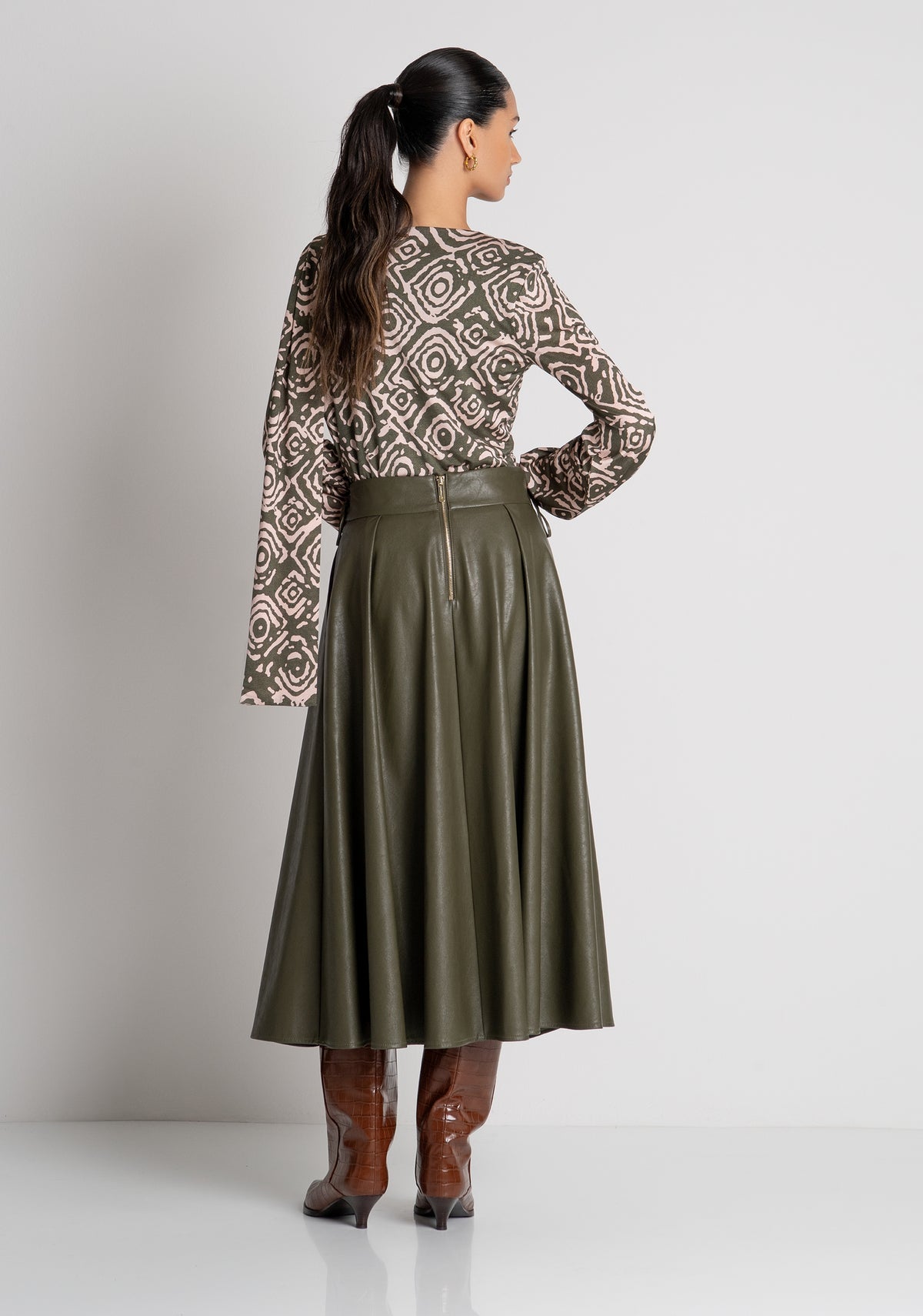 Long skirt wide fit made in fake leather Fracomina FS26WG2001P45601-813-4