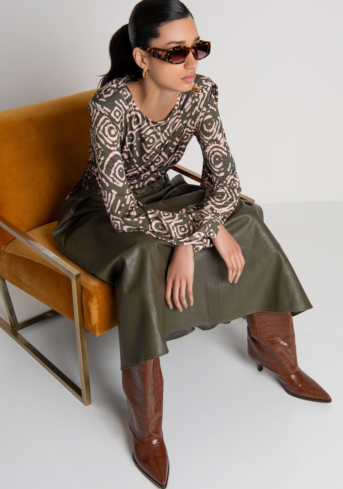 Long skirt wide fit made in fake leather Fracomina FS26WG2001P45601-813