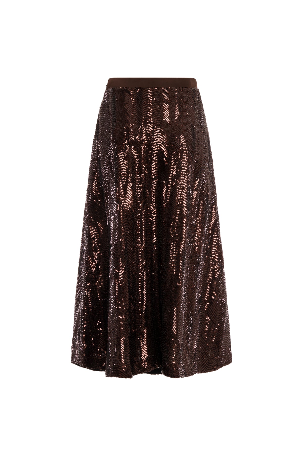 Skirt flare middle length made in fabric with sequins Fracomina FS26WG2004W53601-K06-2