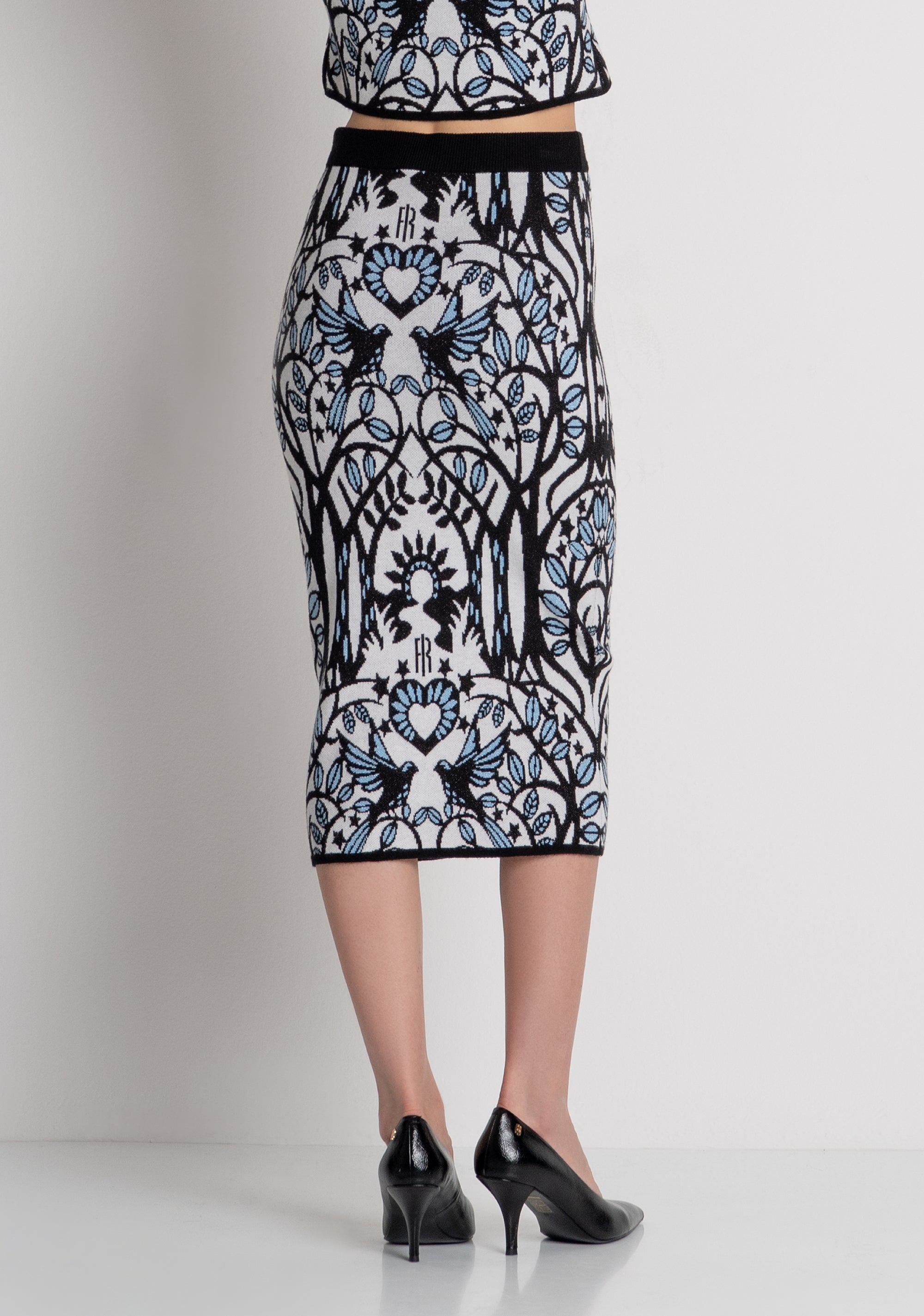 Knitted skirt slim fit middle length with jacquard effect Fracomina FS26WG4004K502F8-060-4