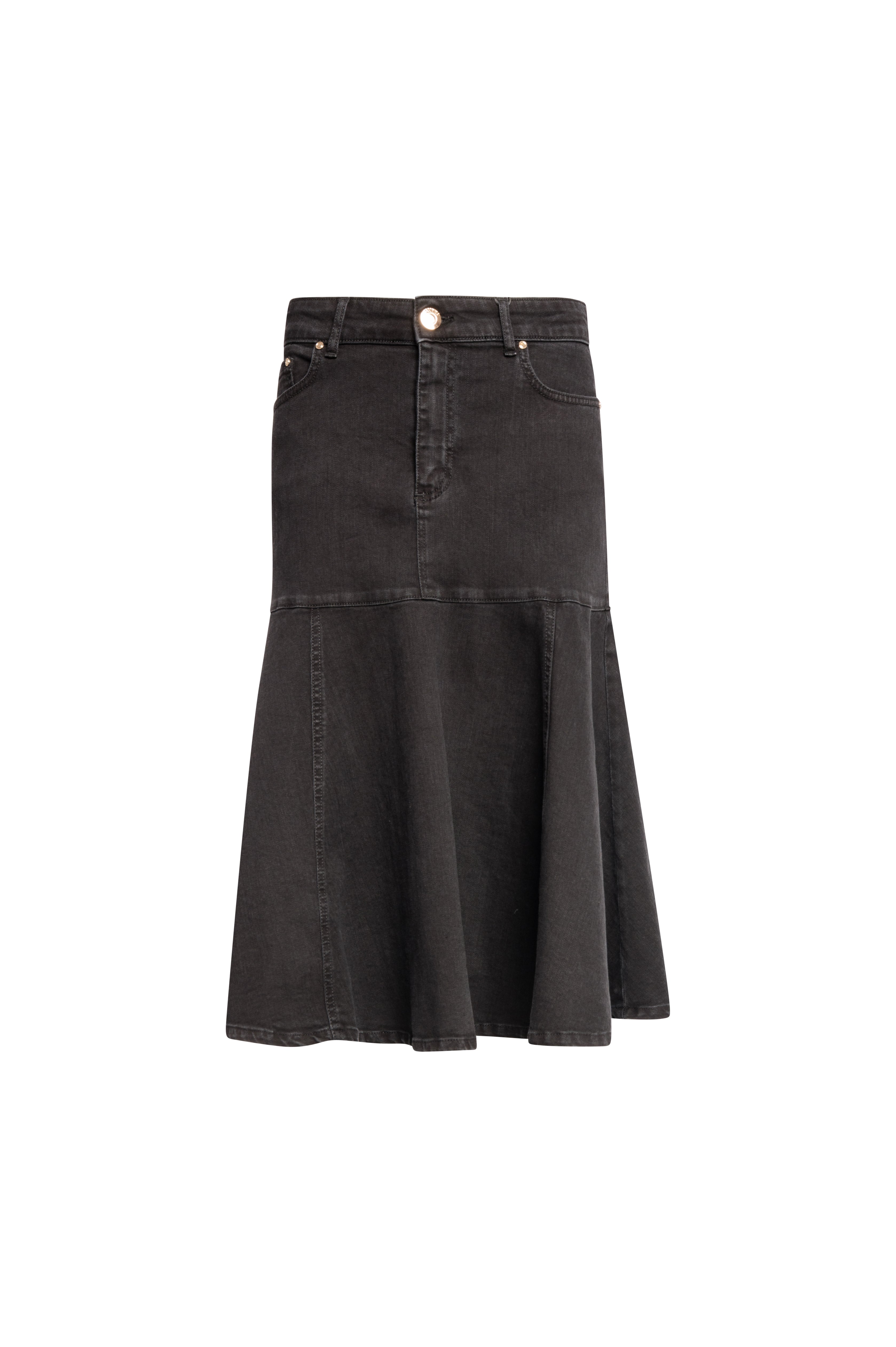Skirt regular fit middle length made in black denim with dark wash Fracomina FS26WG5001D42093-KG6-1